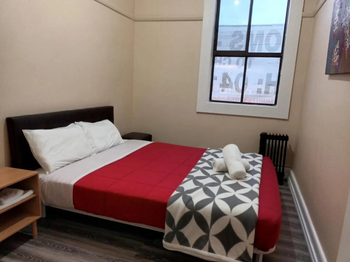 Bed in Albion Motel Finley