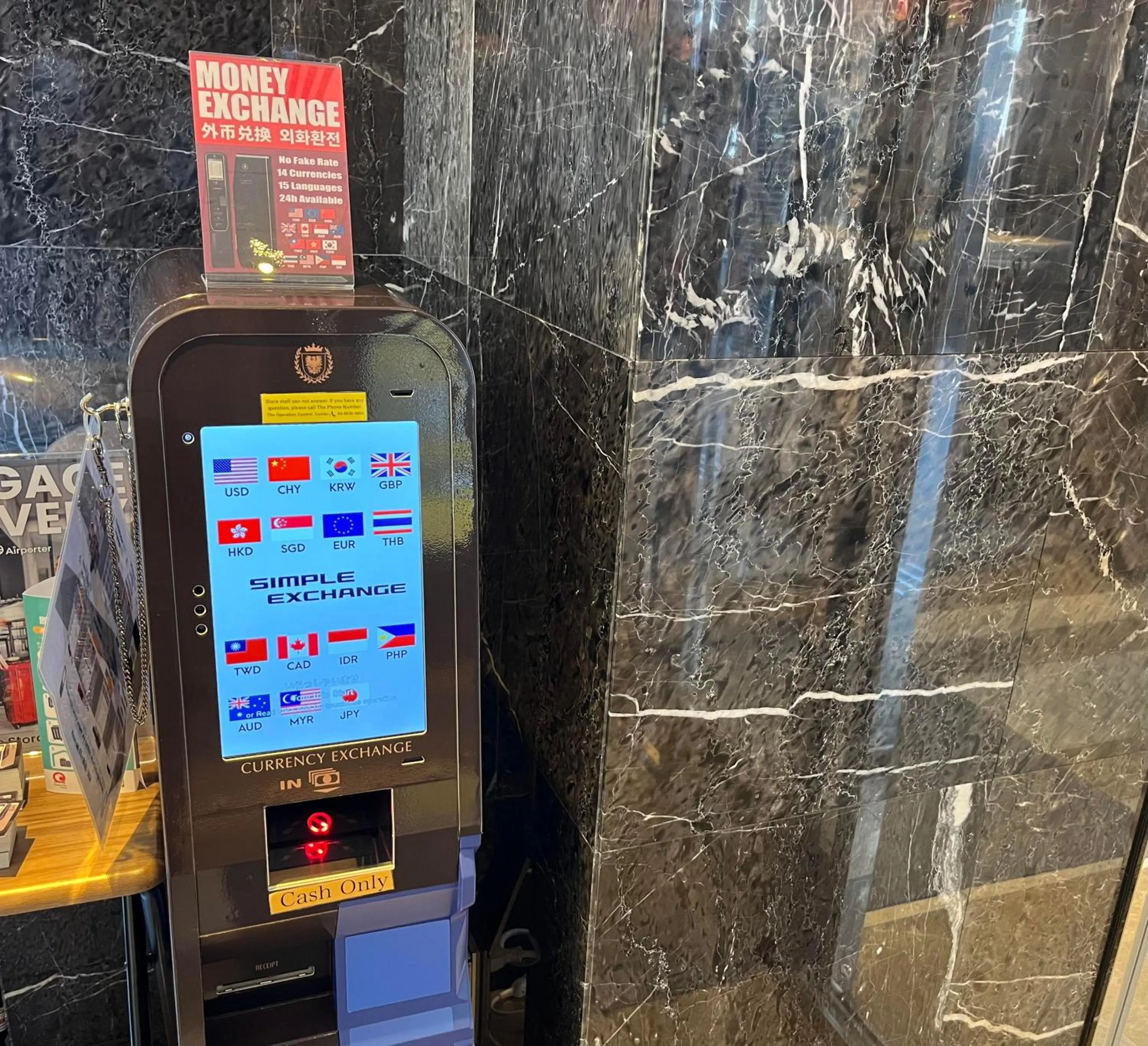 currency exchange in APA Hotel Nambaminami Ebisucho Eki Shinsekai