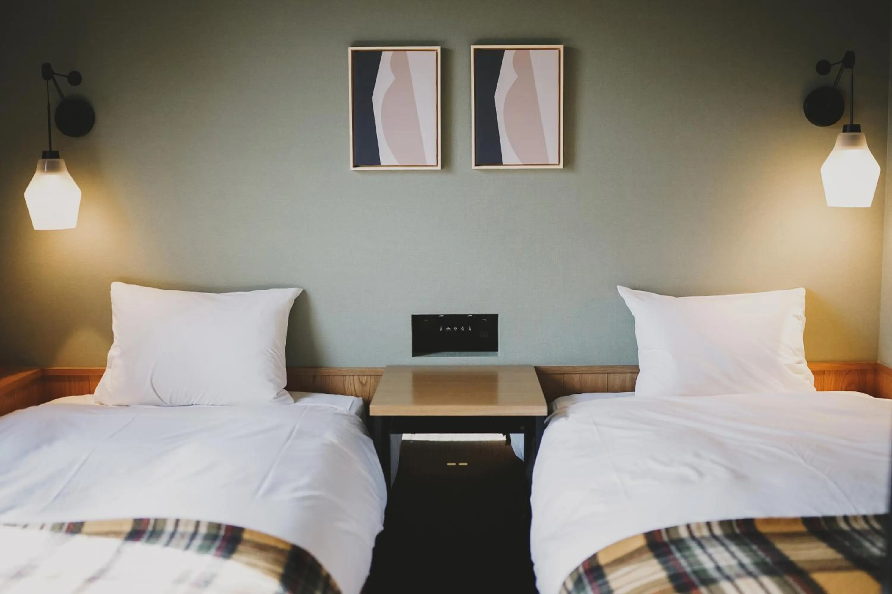 Decorative detail, Bed in Twin-Line Hotel Karuizawa Japan