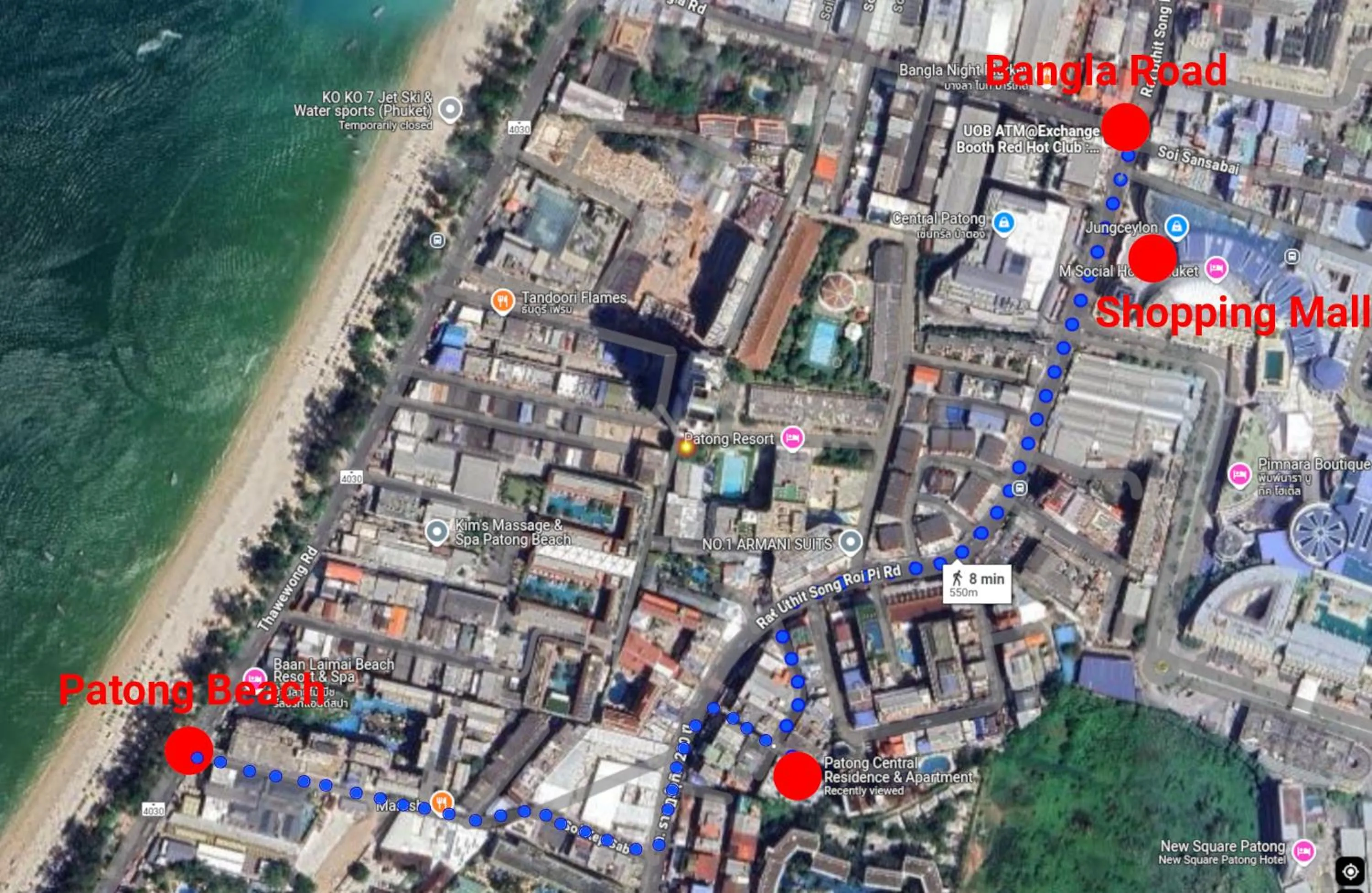 Location in Patong Central Residence and Apartment