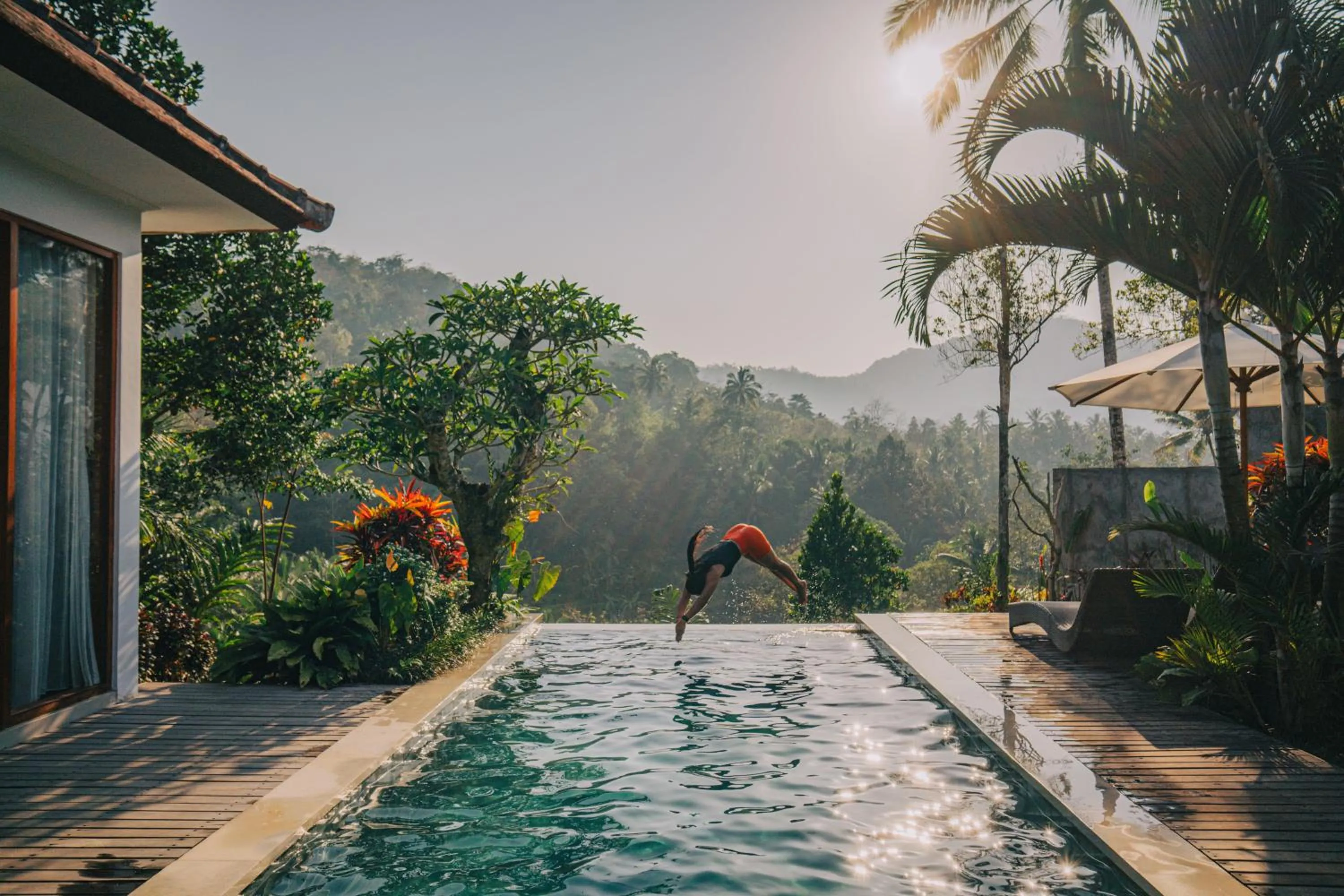 Pool view in The Sidemen Villa