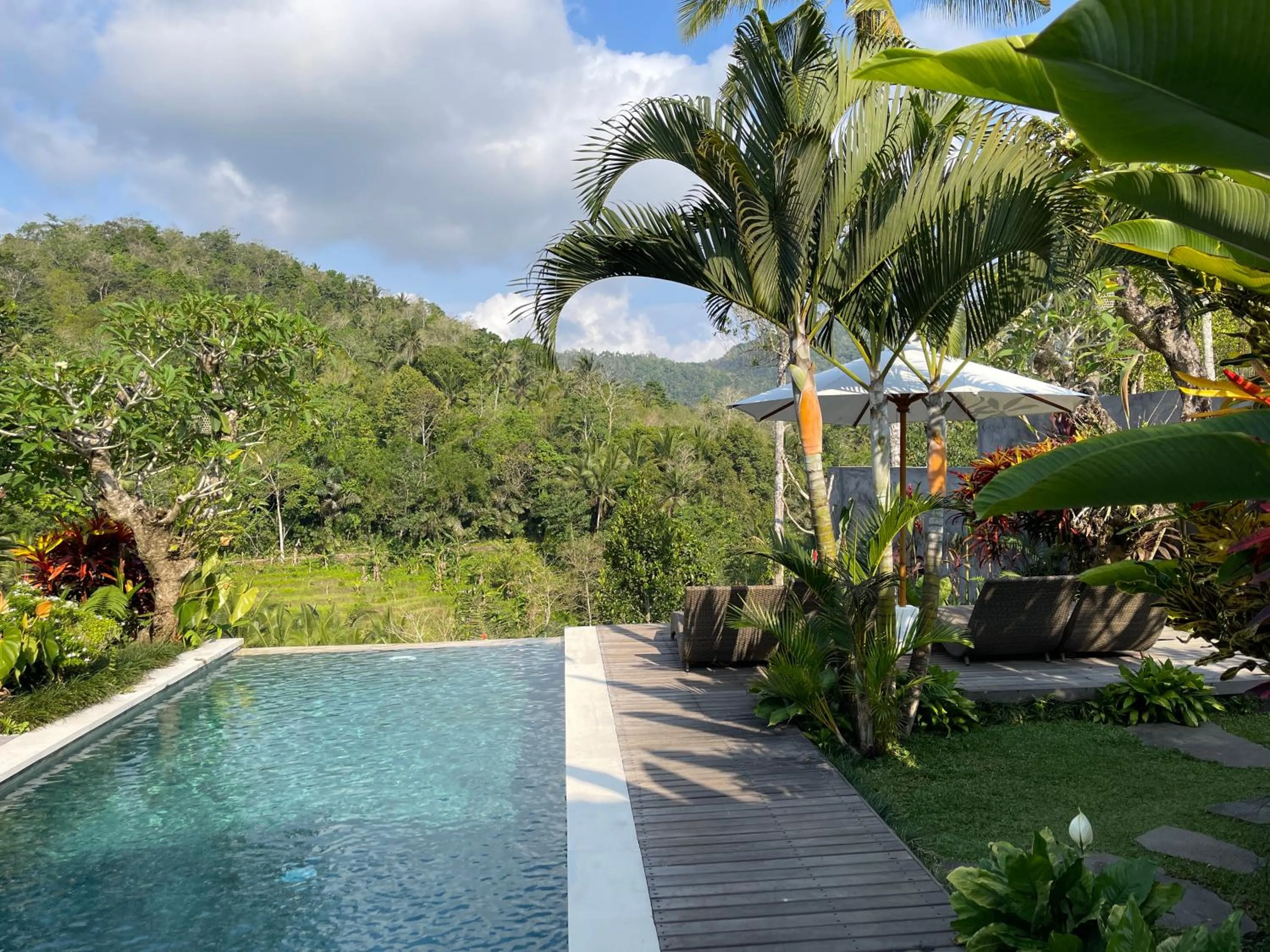 Pool view in The Sidemen Villa