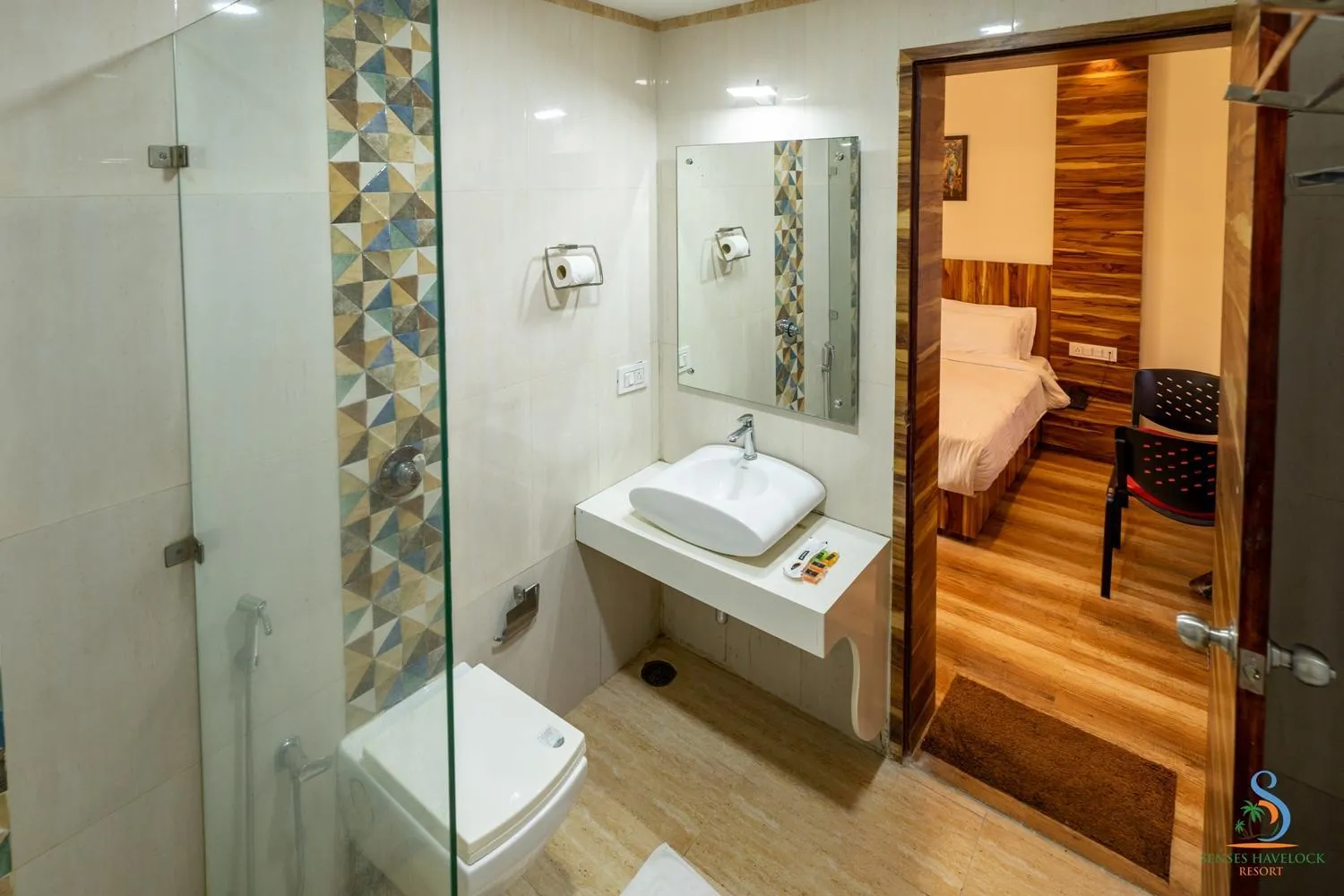 Bathroom, Bed in Senses Havelock resort