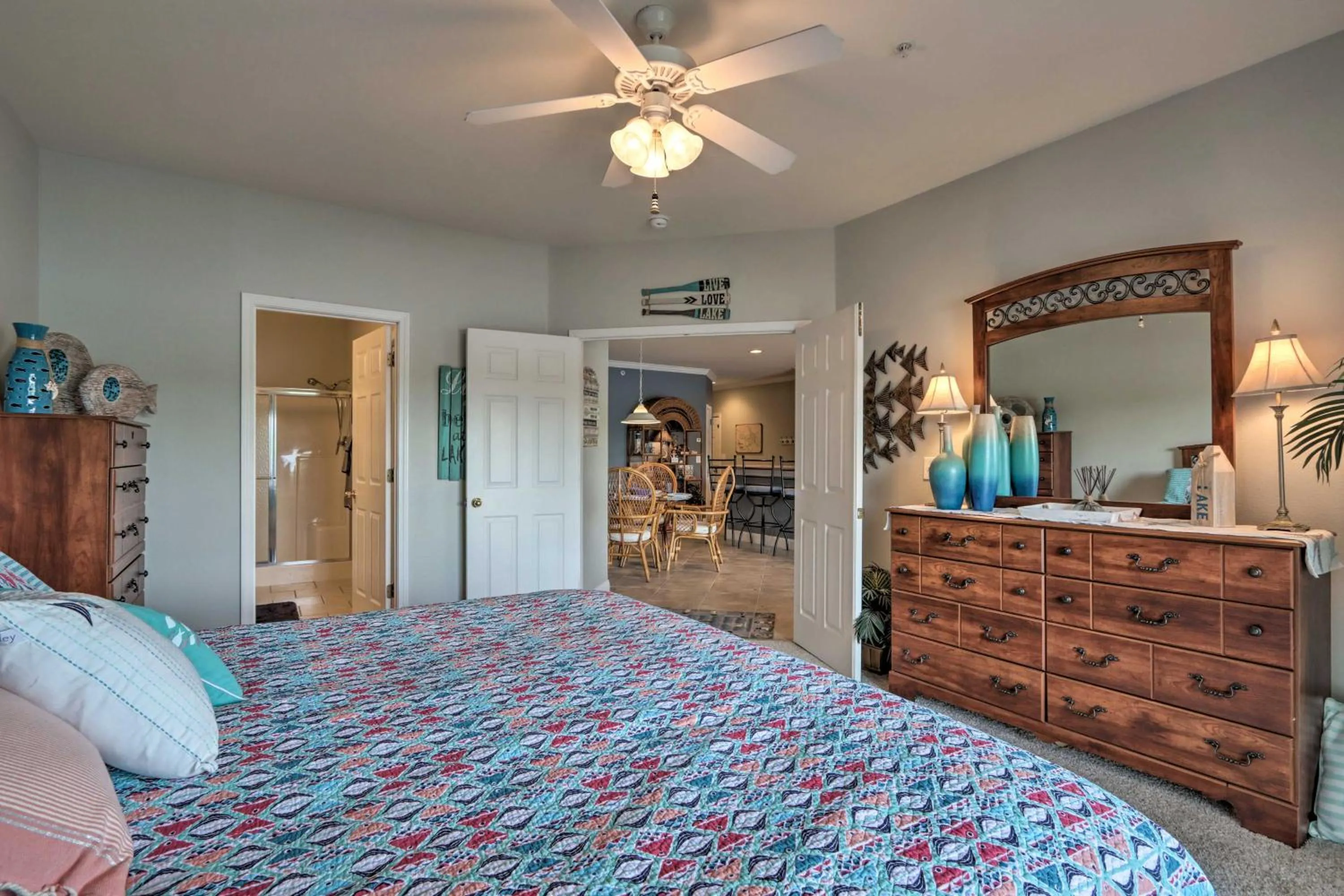 Bed in Lakefront Ozark Condo with Balcony and Seasonal Pool!