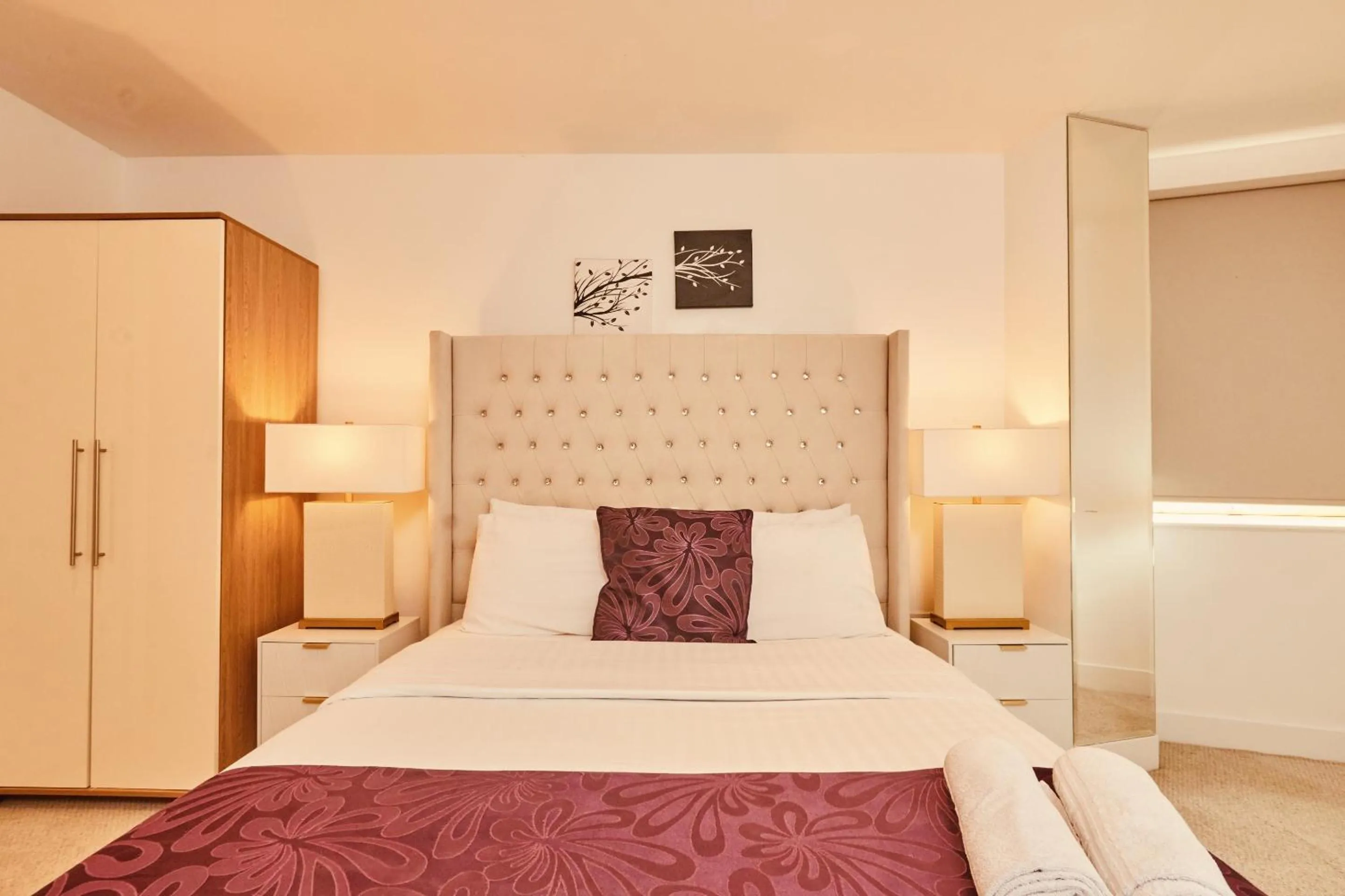 Bedroom, Bed in Modern Leeds City Apartment