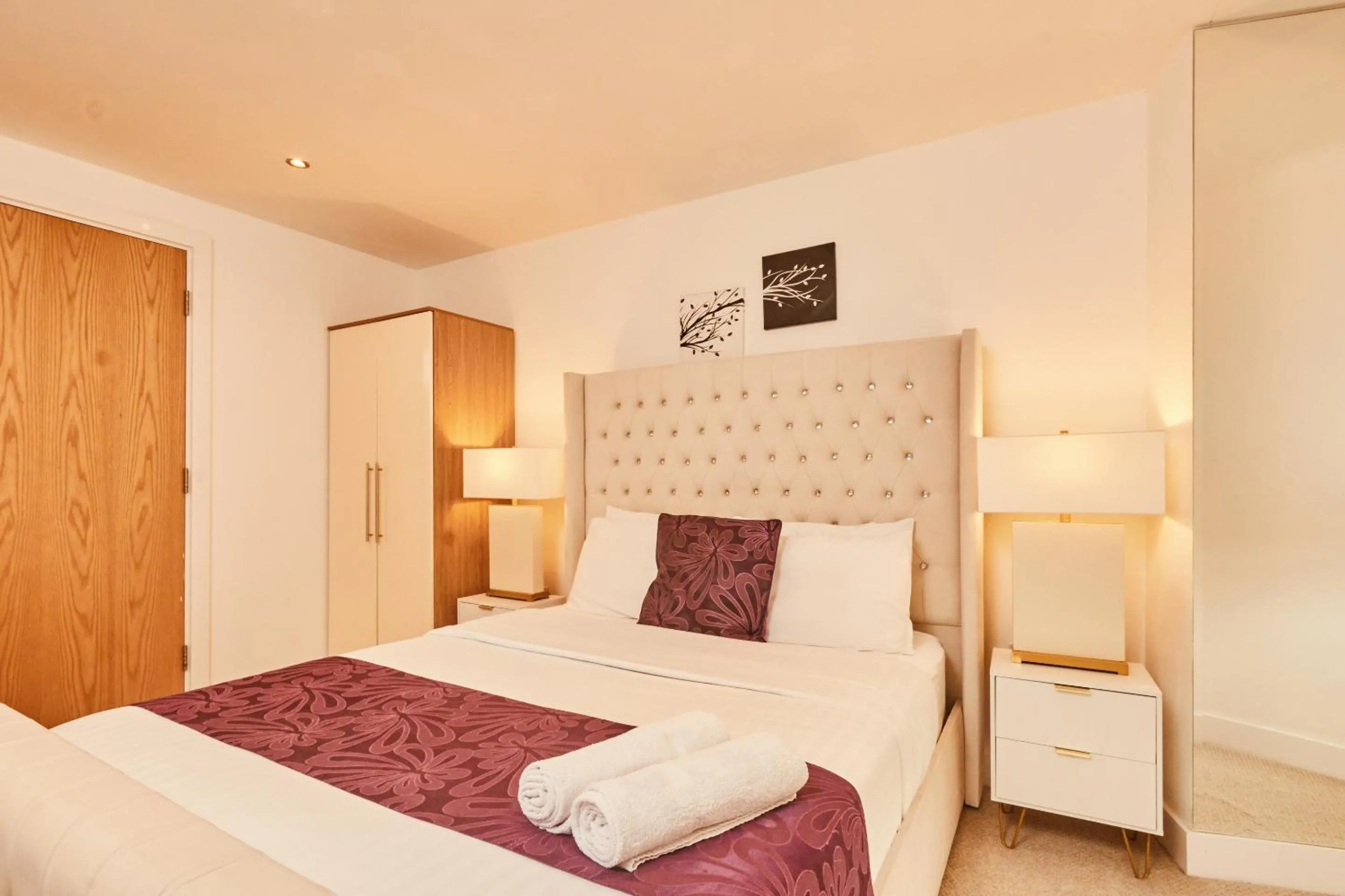 Bedroom, Bed in Modern Leeds City Apartment