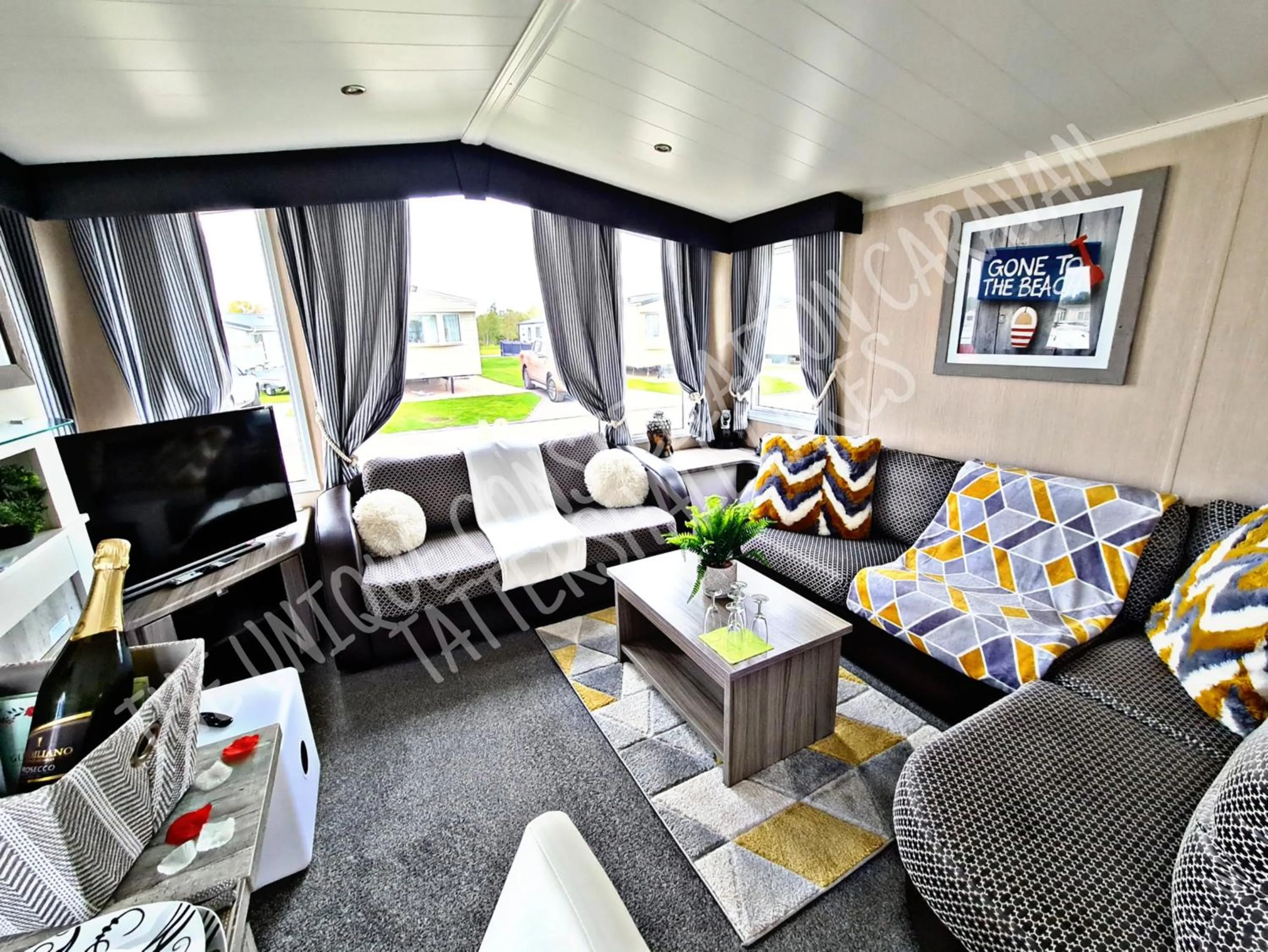 Living room in Tattershall Luxury Hot Tub Caravan