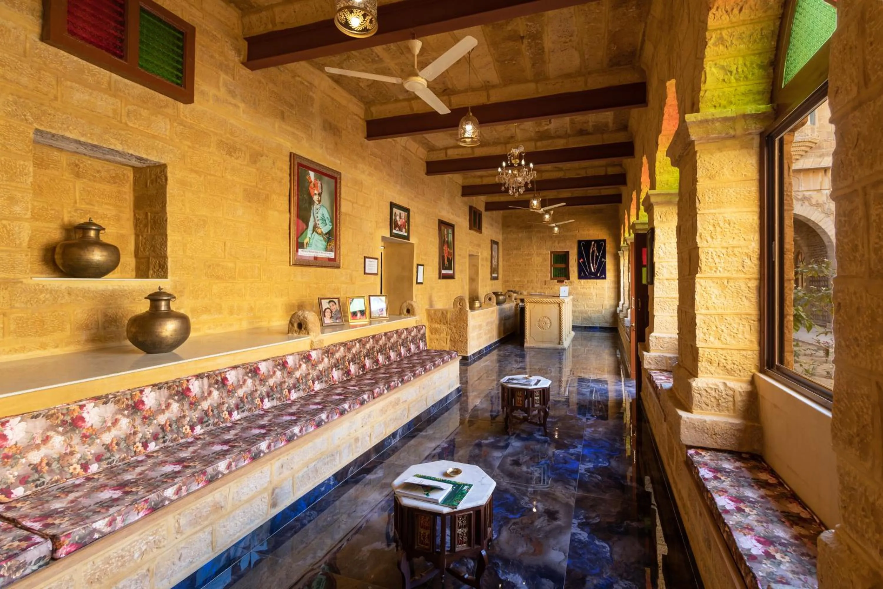 Lobby or reception in WelcomHeritage Mohangarh Fort