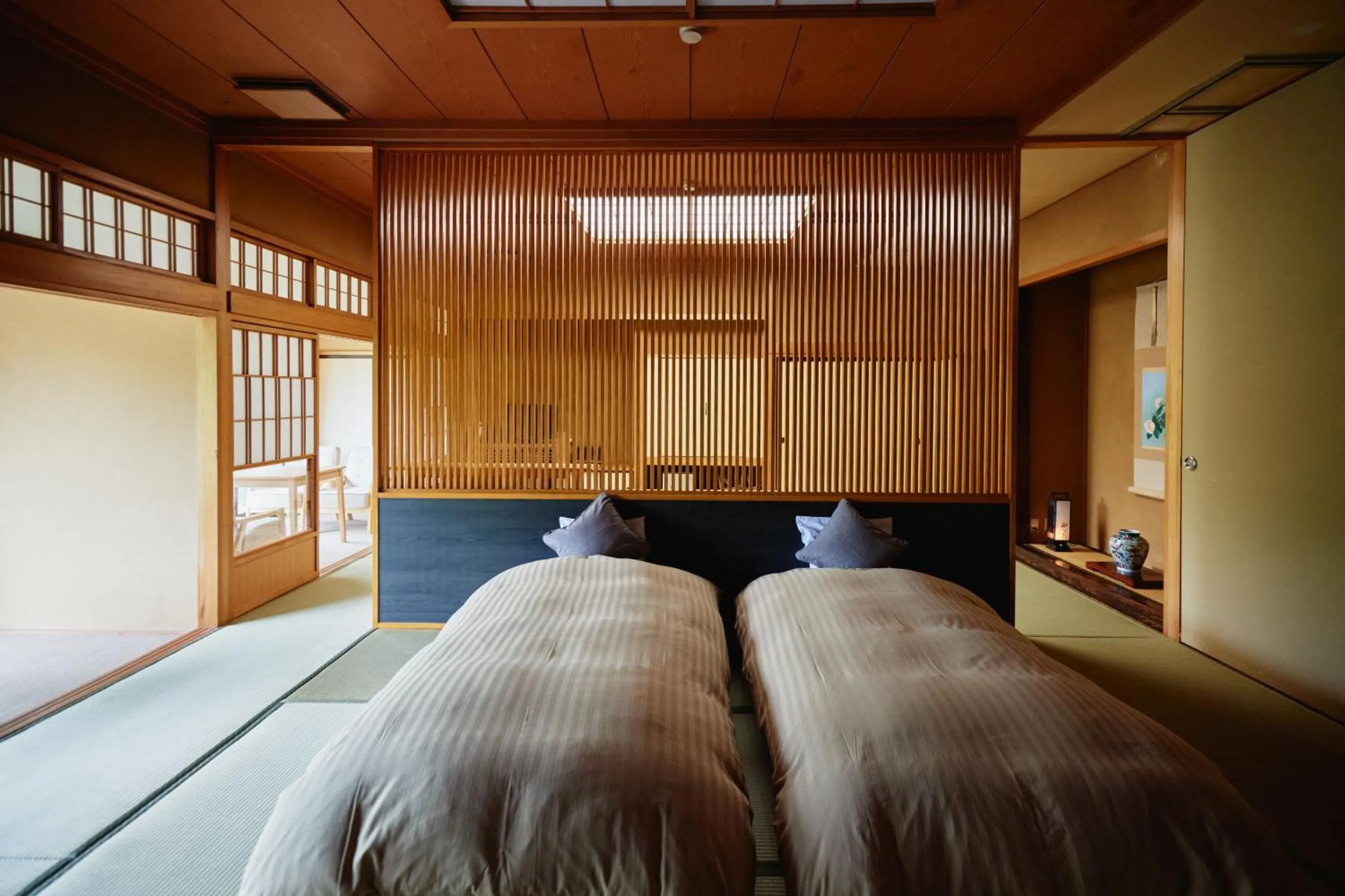 Bed in Takamiya Ryokan Sagiya Sansorai