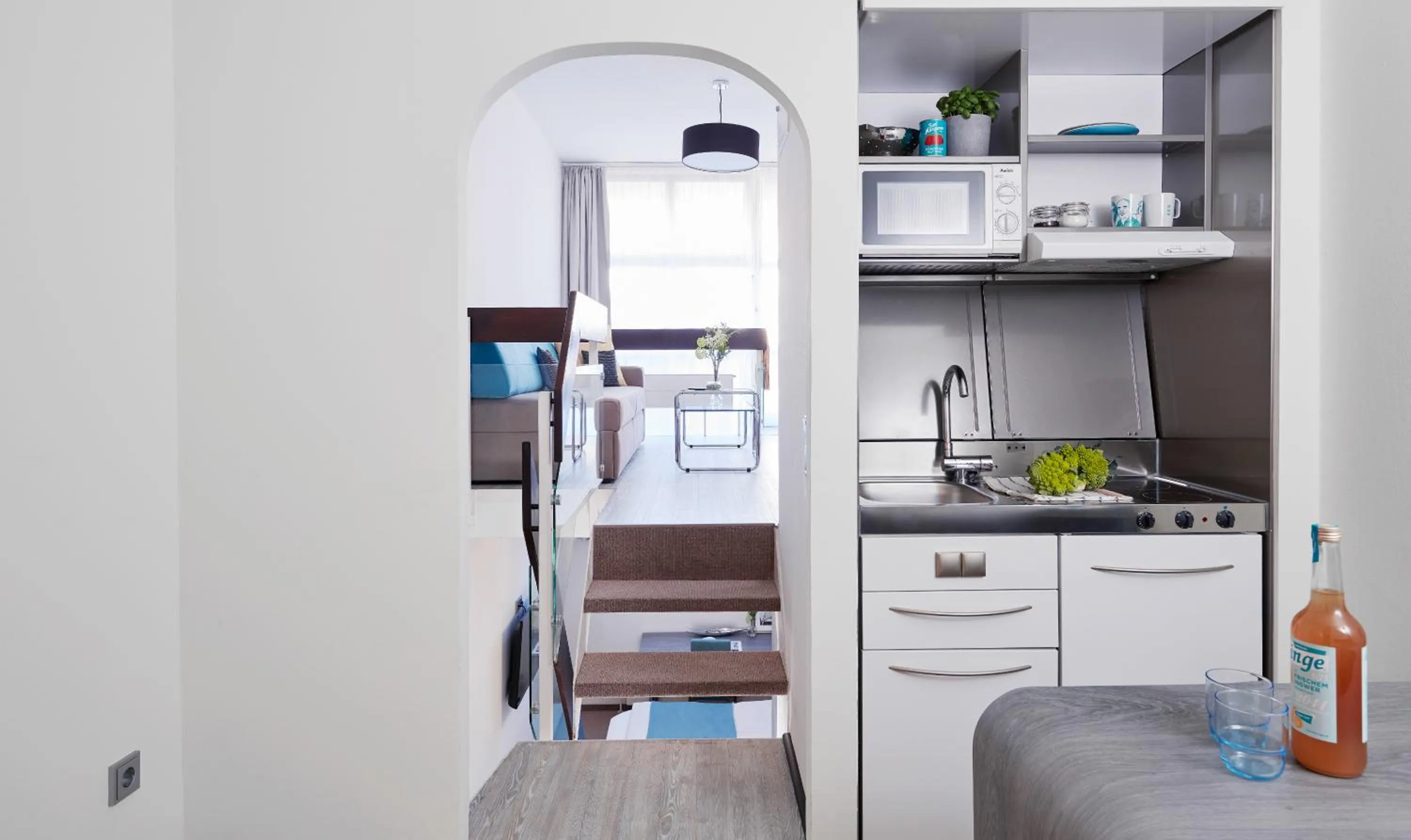 Kitchen or kitchenette in Living Hotel am Olympiapark