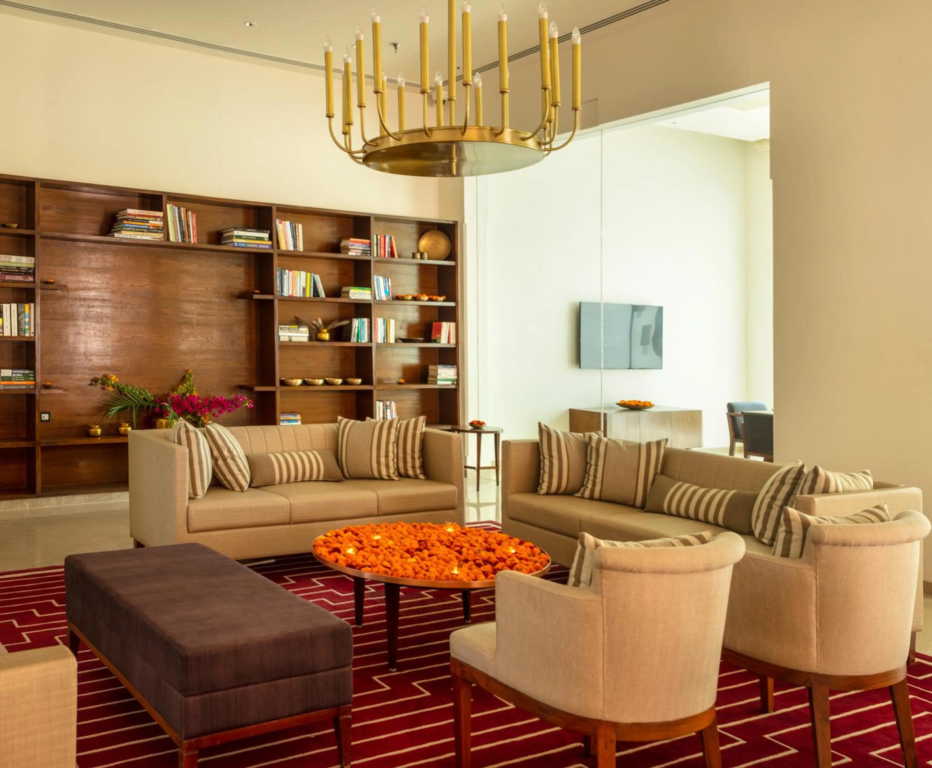 Seating area in Marasa Sarovar Premiere, Bodhgaya