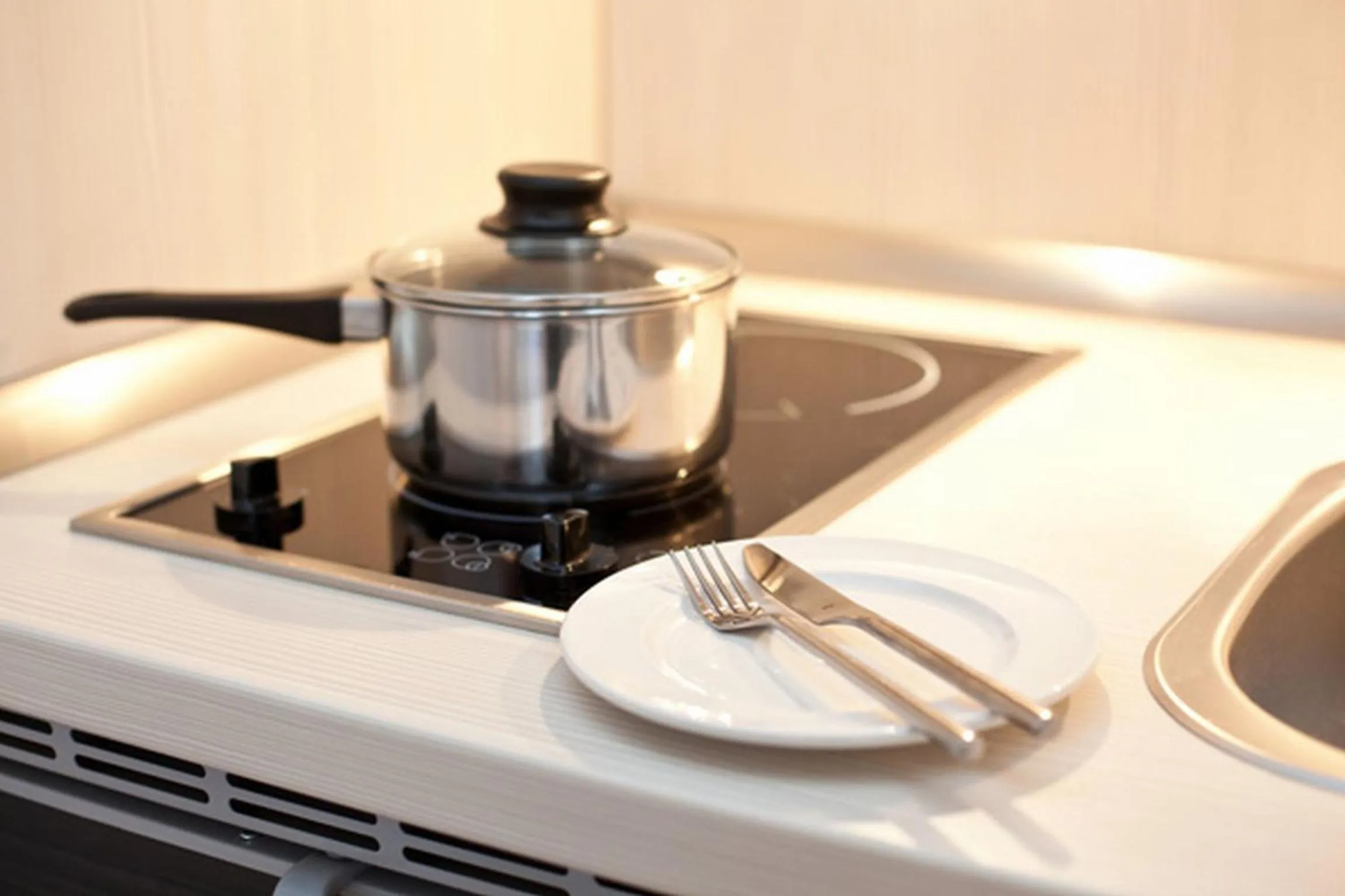 Kitchen or kitchenette in Hotel Asahi