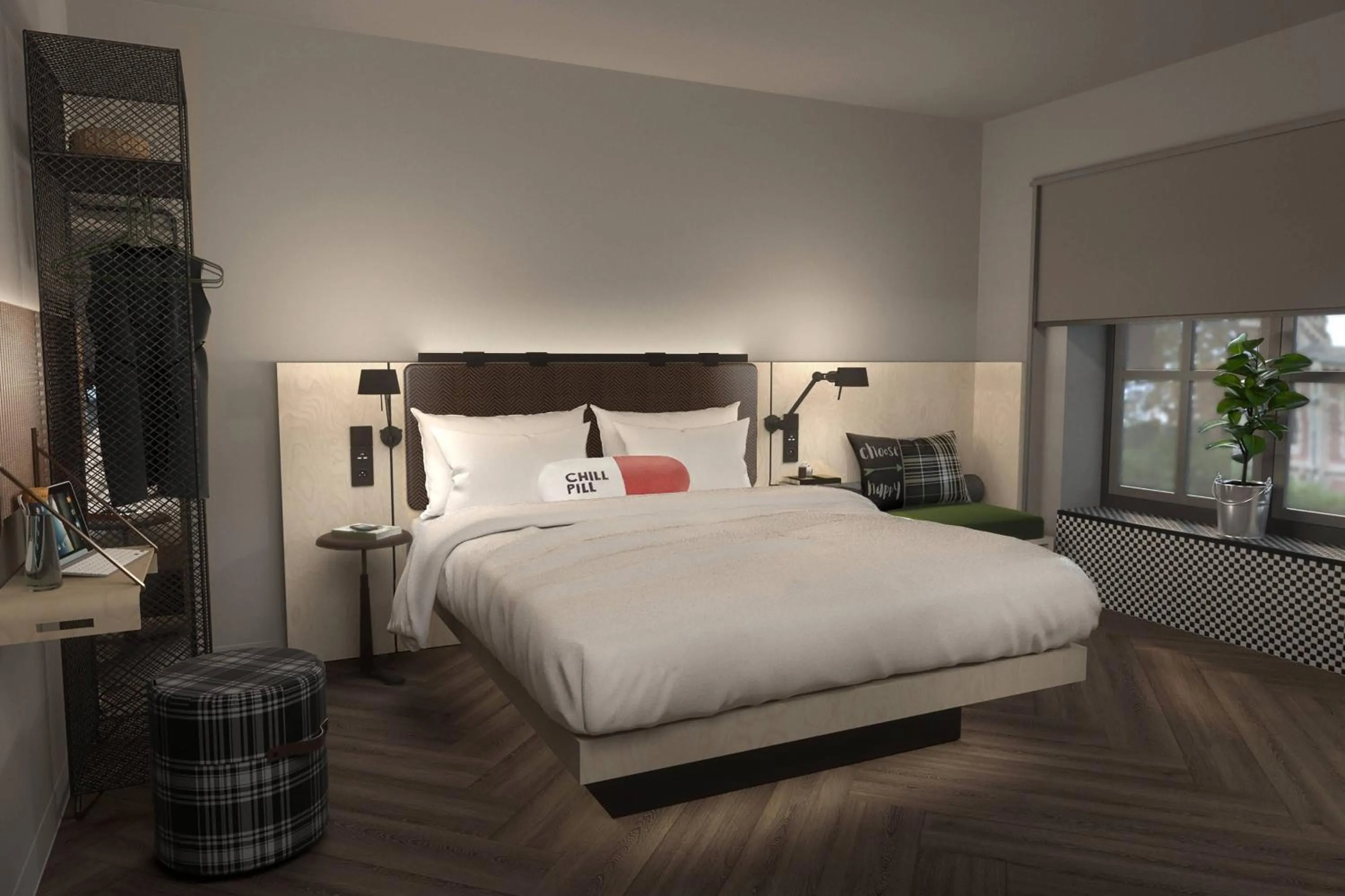 Photo of the whole room, Bed in Moxy Lille City