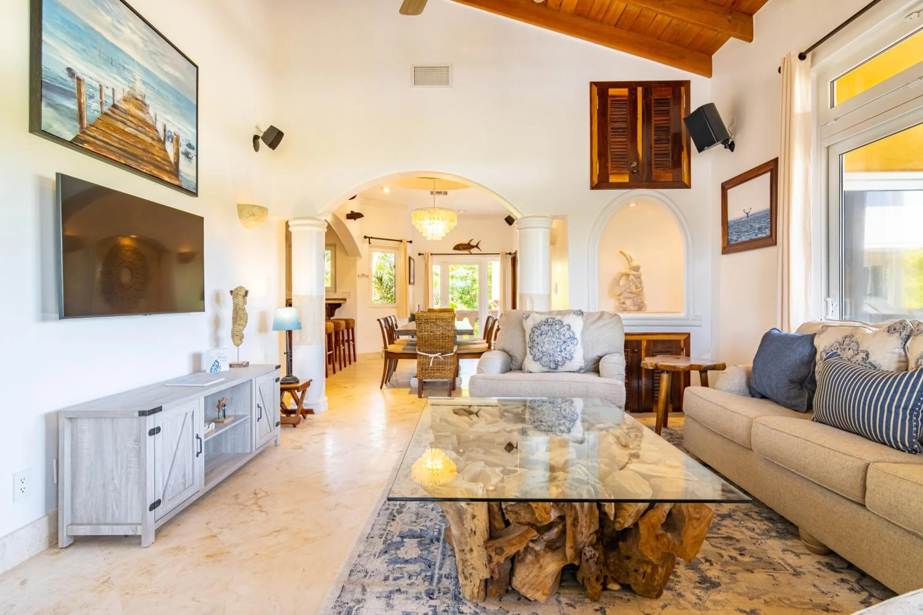Living room in Belizean Cove Estates Beachfront Villas