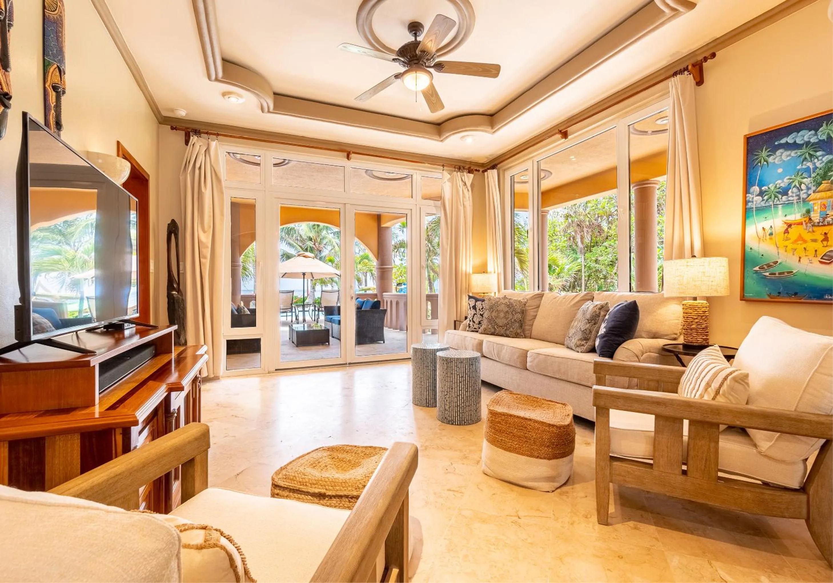 Living room in Belizean Cove Estates Beachfront Villas