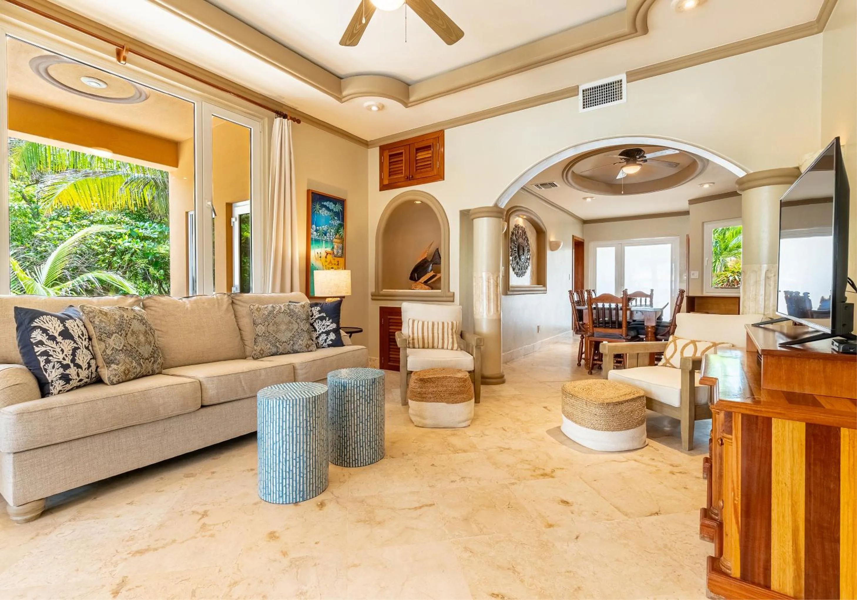 Living room in Belizean Cove Estates Beachfront Villas