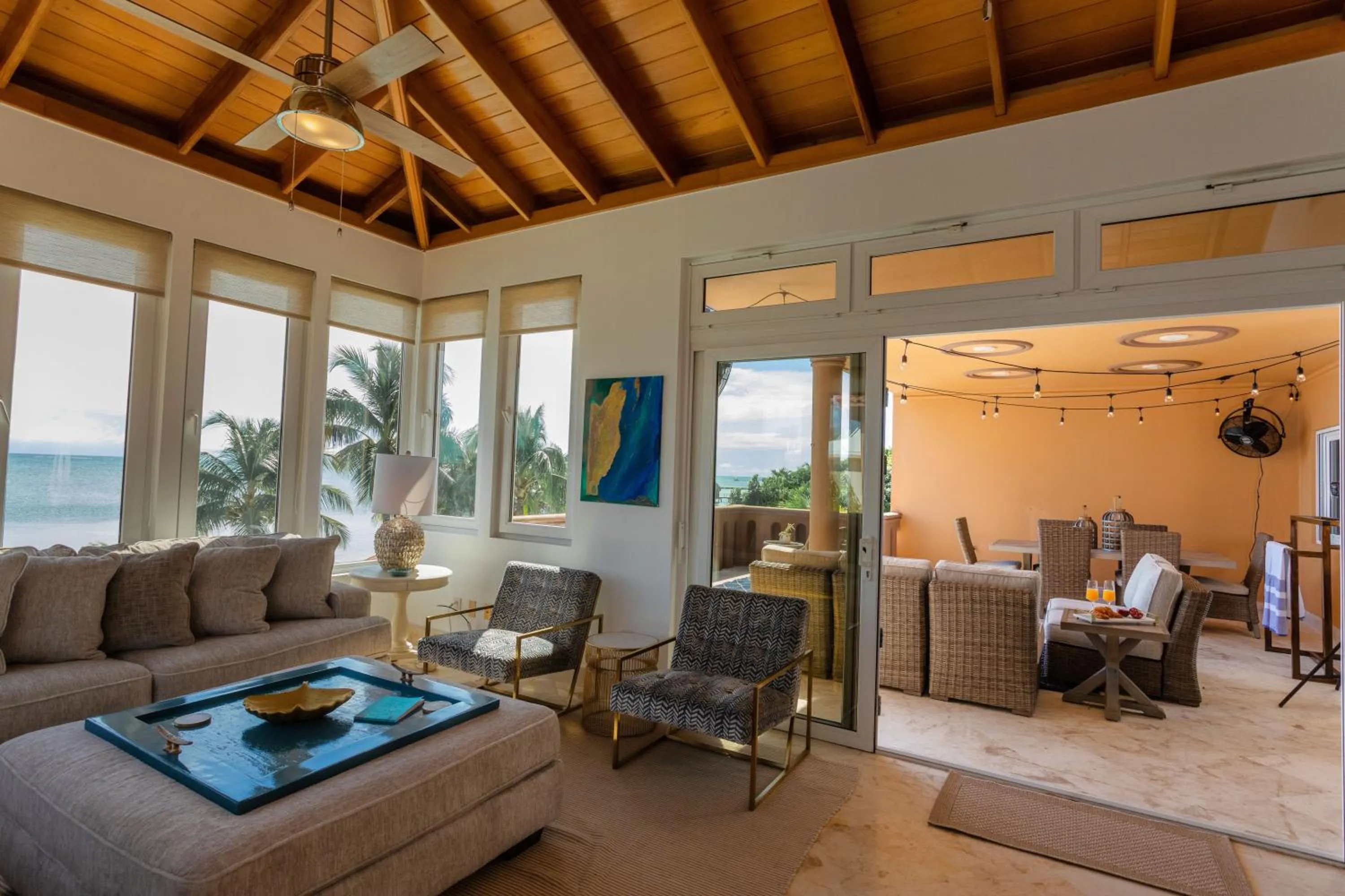 Living room in Belizean Cove Estates Beachfront Villas
