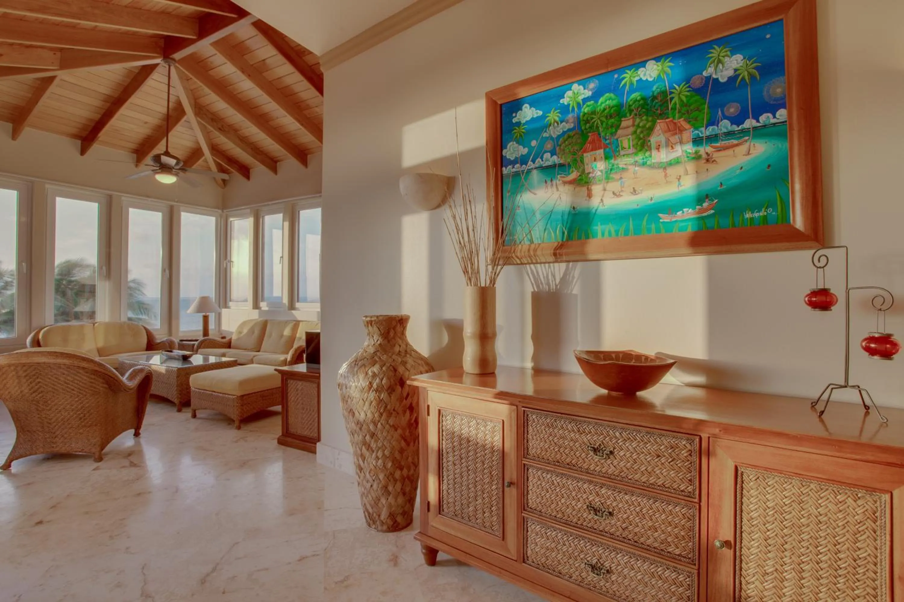 Living room in Belizean Cove Estates Beachfront Villas