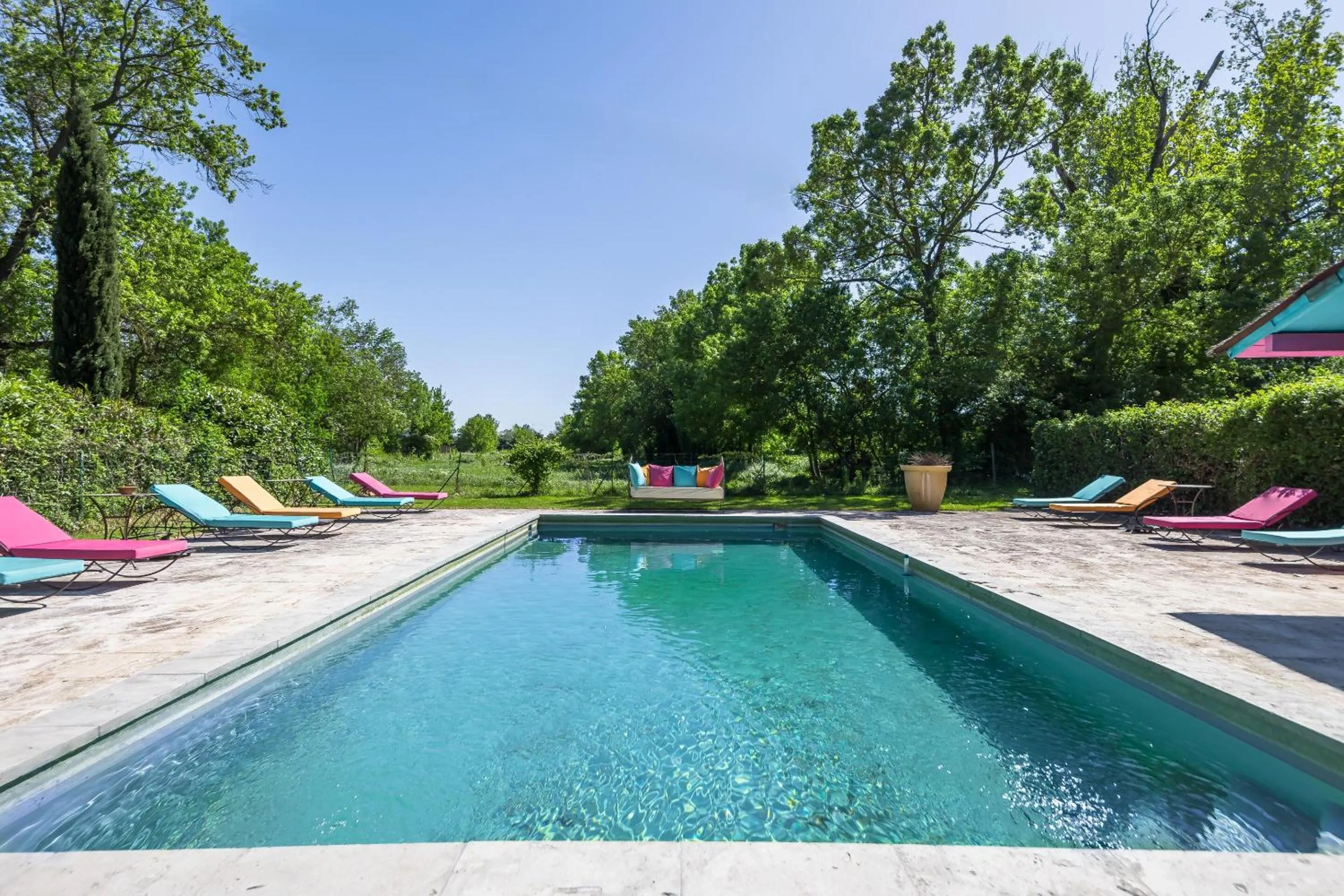 Pool view in Domaine de Rhodes - 5 Chambres et 7 locations de vacances