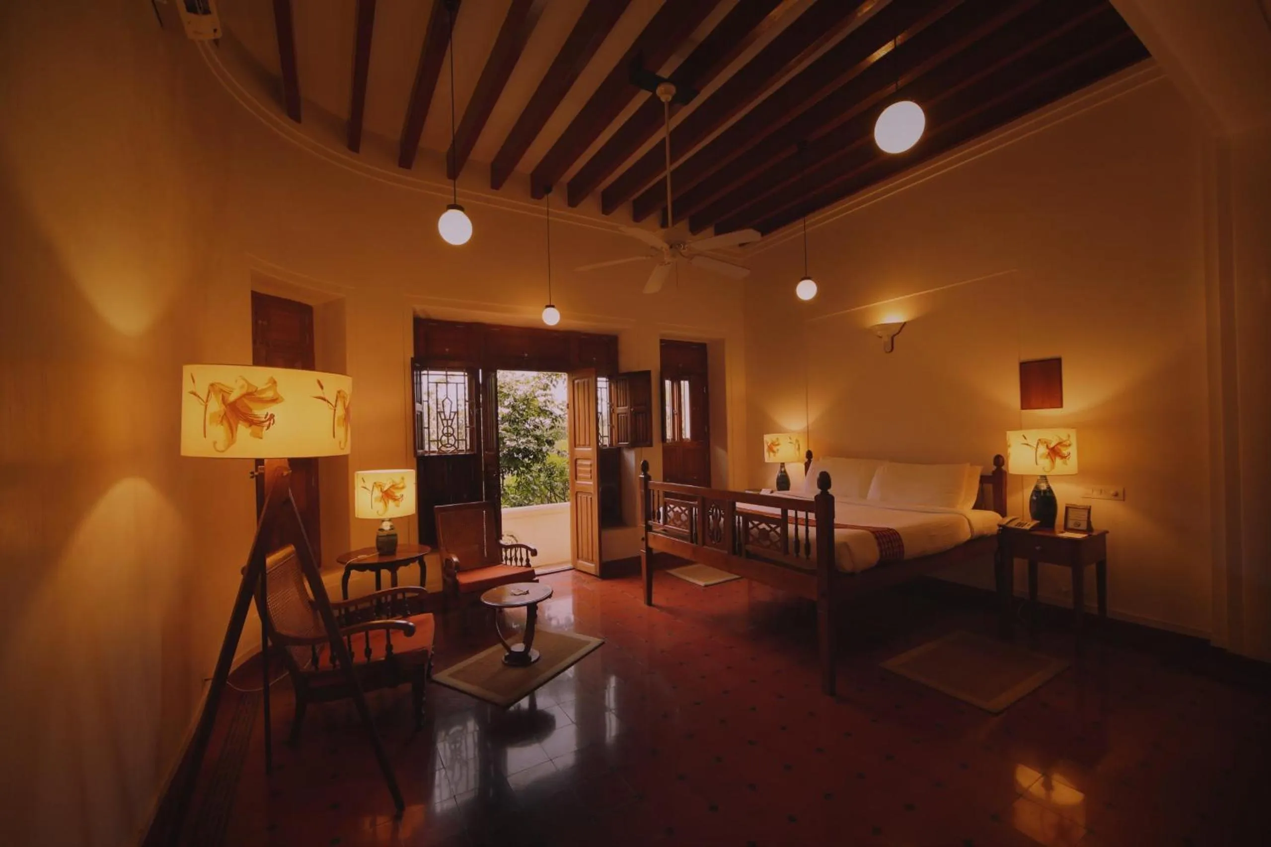 Bedroom in Visalam Chettinad Palace - A CGH Earth Experience