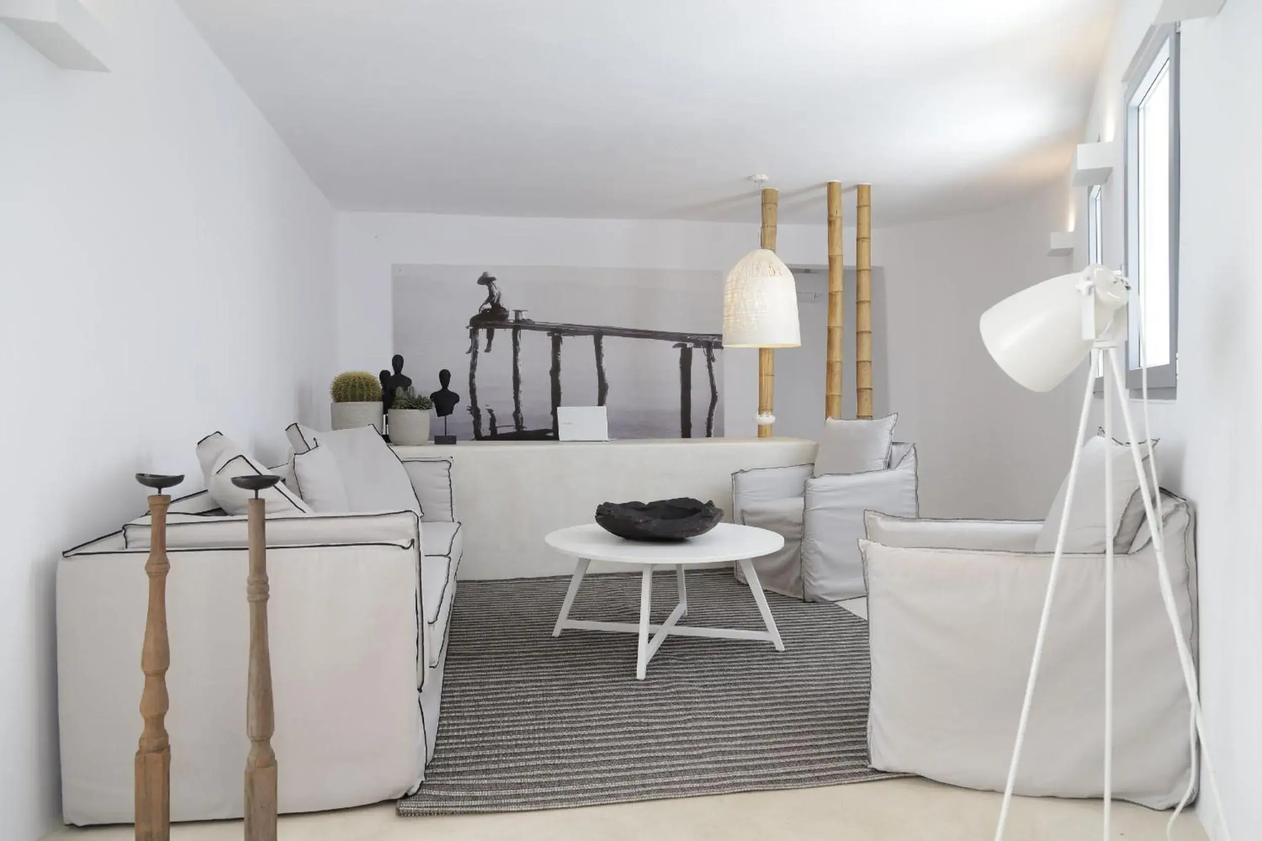 Living room, Bed in Livin Mykonos Hotel - Adults Only Living room, Bed in Livin Mykonos Hotel - Adults Only