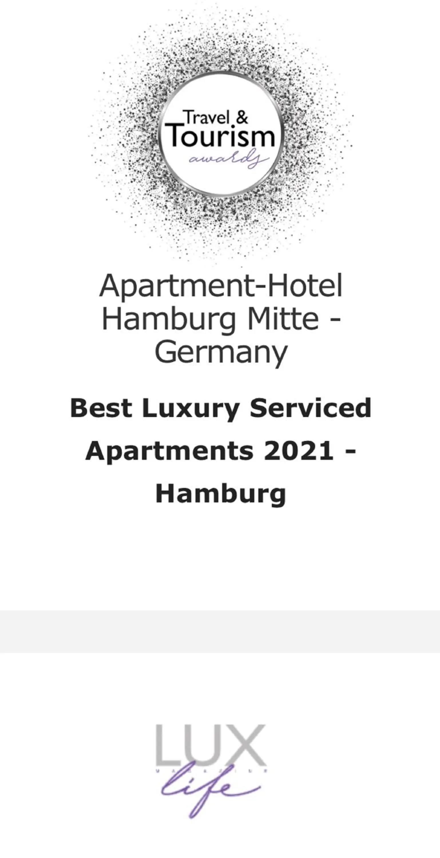 Certificate/Award in Apartment-Hotel Hamburg Mitte