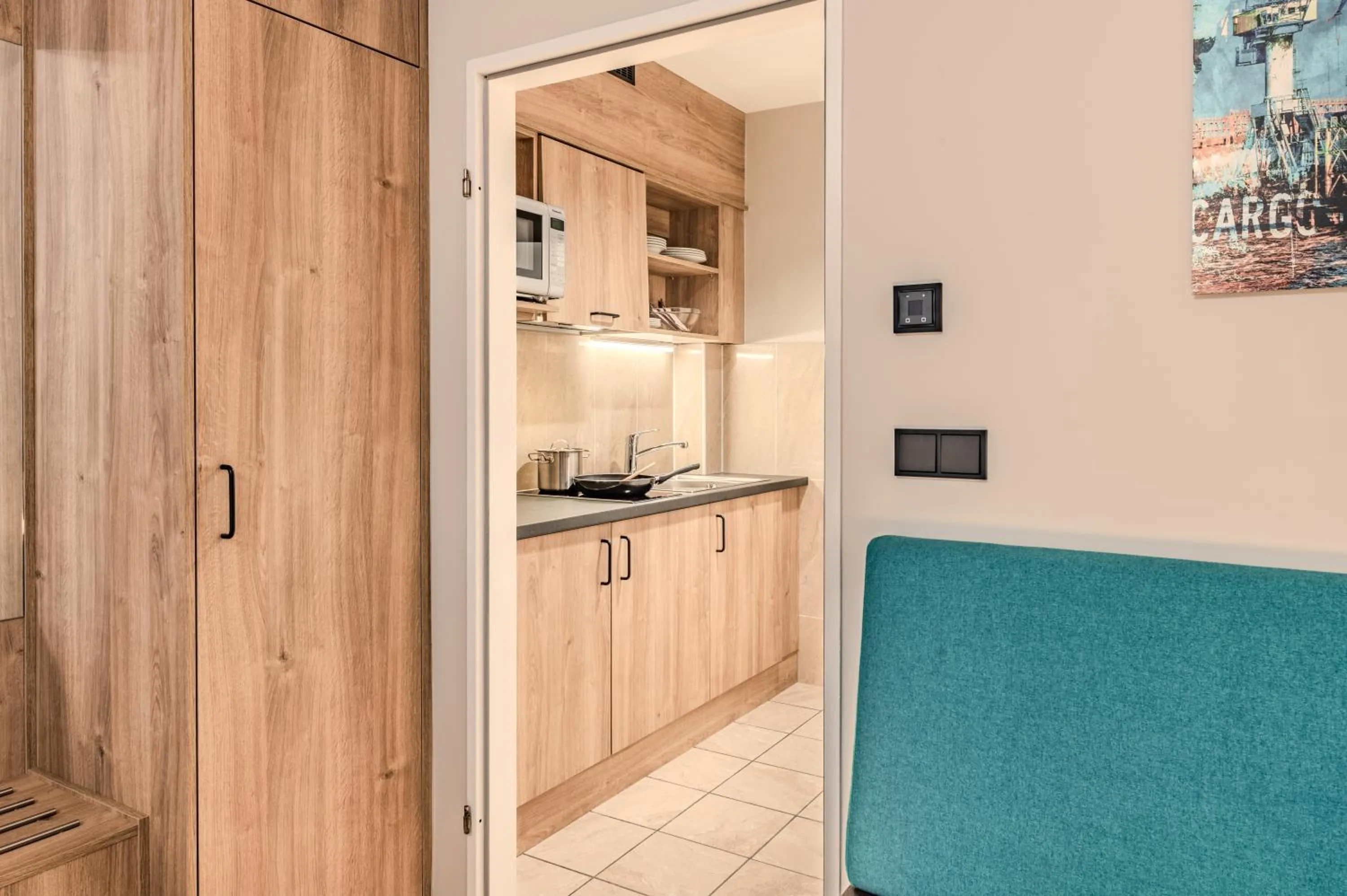 Kitchen or kitchenette in Apartment-Hotel Hamburg Mitte