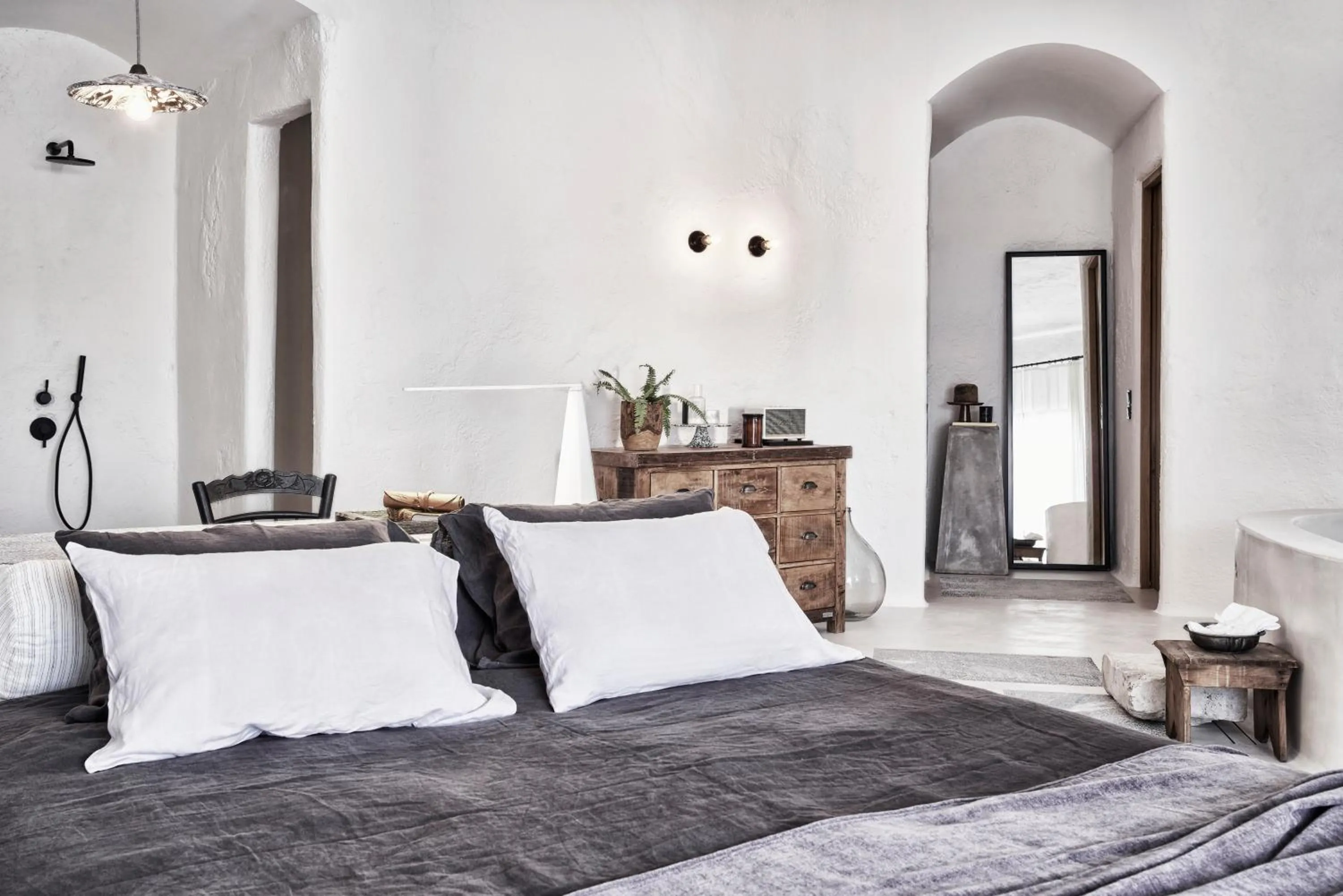 Living room, Bed in Nomad Mykonos - Small Luxury Hotels of the World