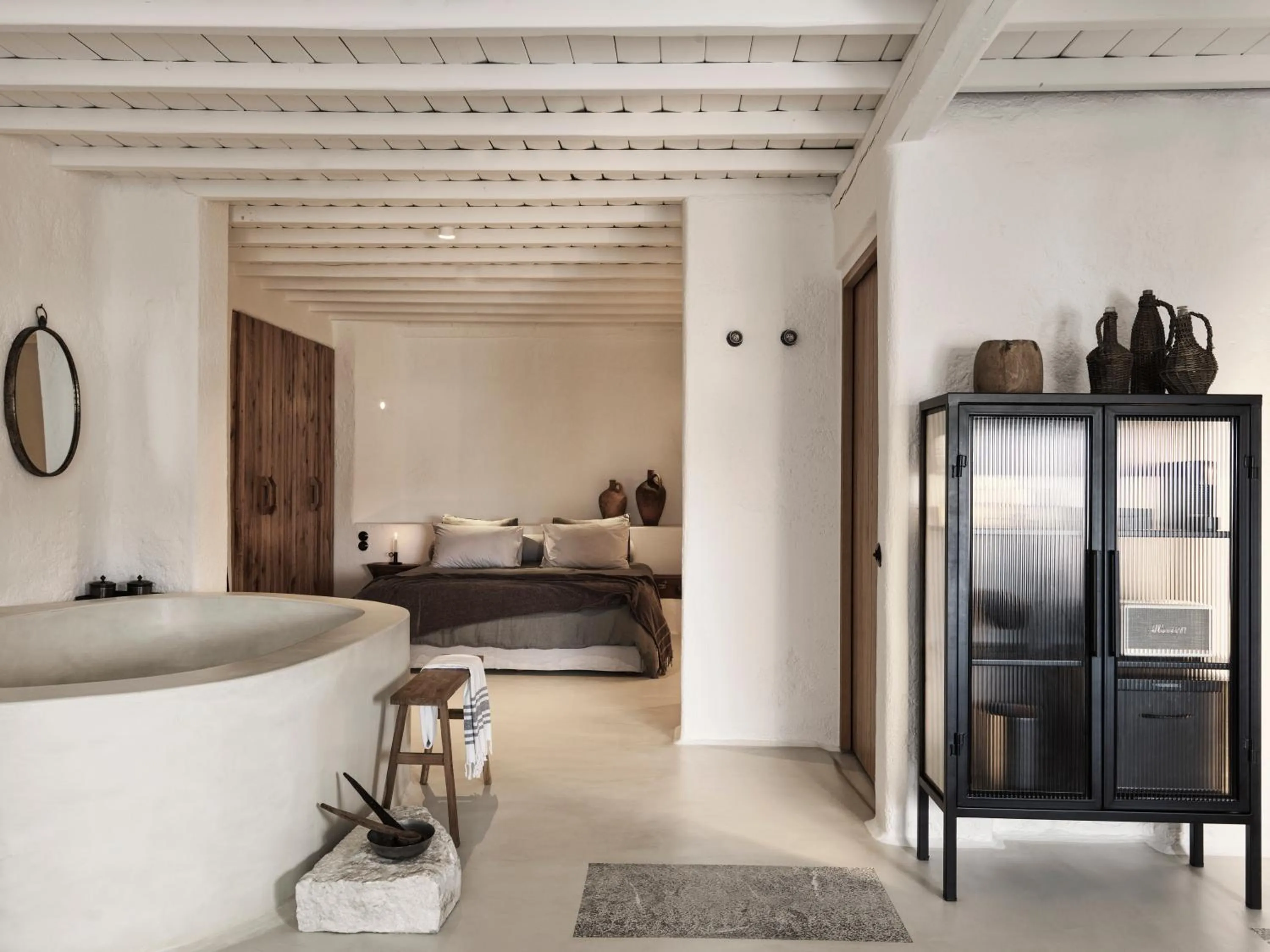 Bedroom, Bed in Nomad Mykonos - Small Luxury Hotels of the World