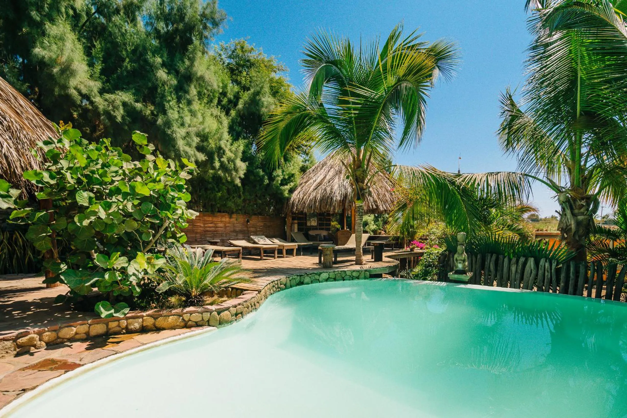 Pool view in Kimbas Bungalows Mancora