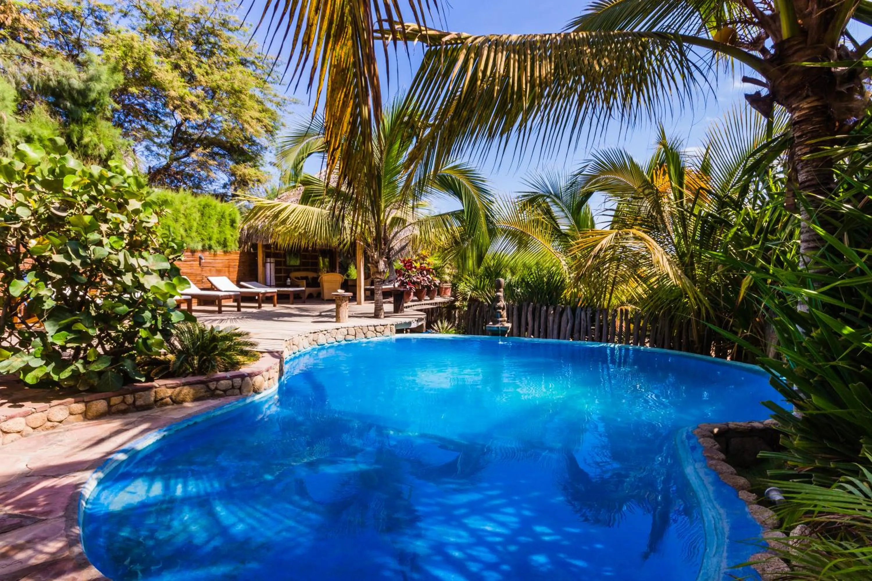 Pool view in Kimbas Bungalows Mancora