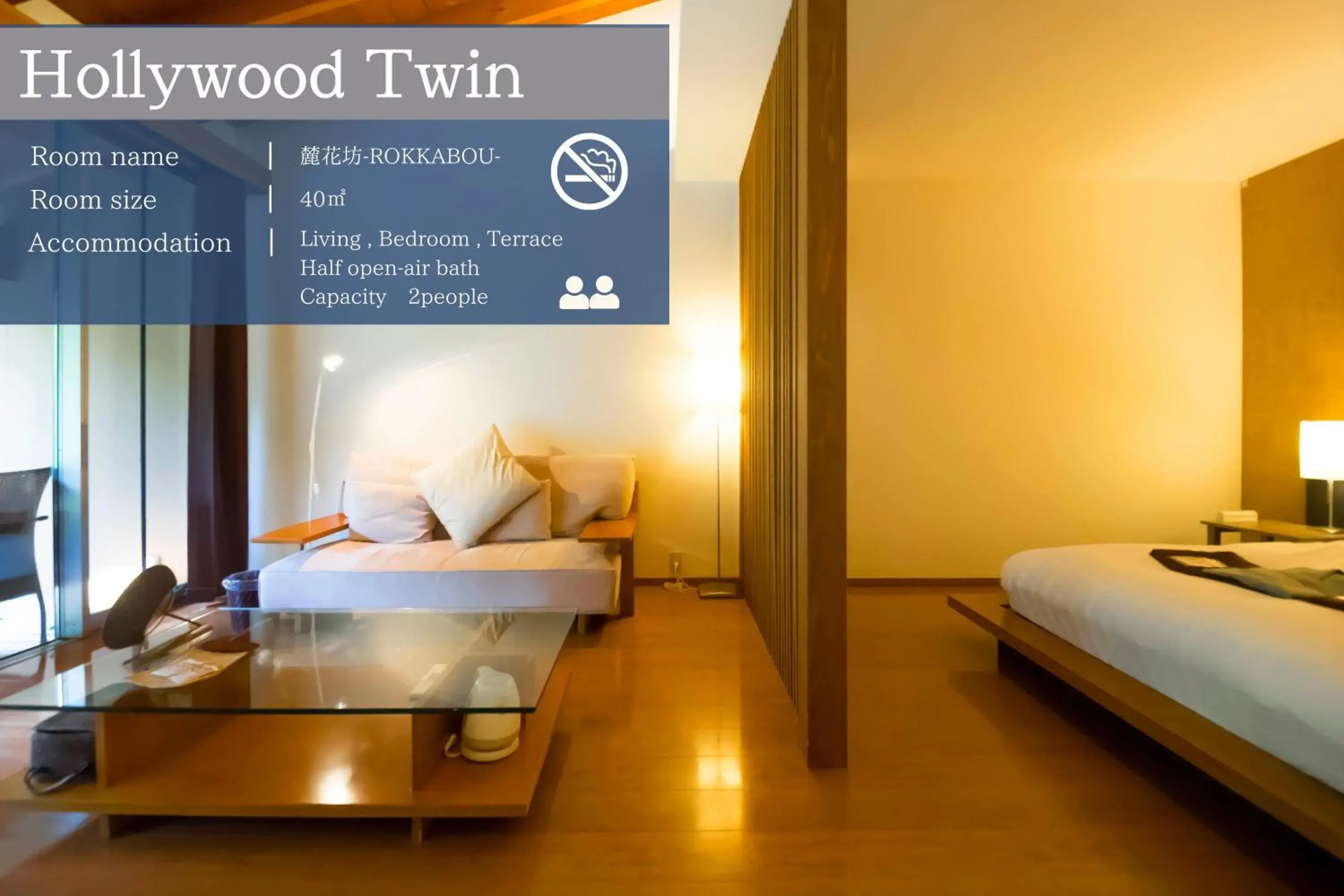 Hollywood Twin Room with Hot Spring Bath in Yamado Hollywood Twin Room with Hot Spring Bath in Yamado