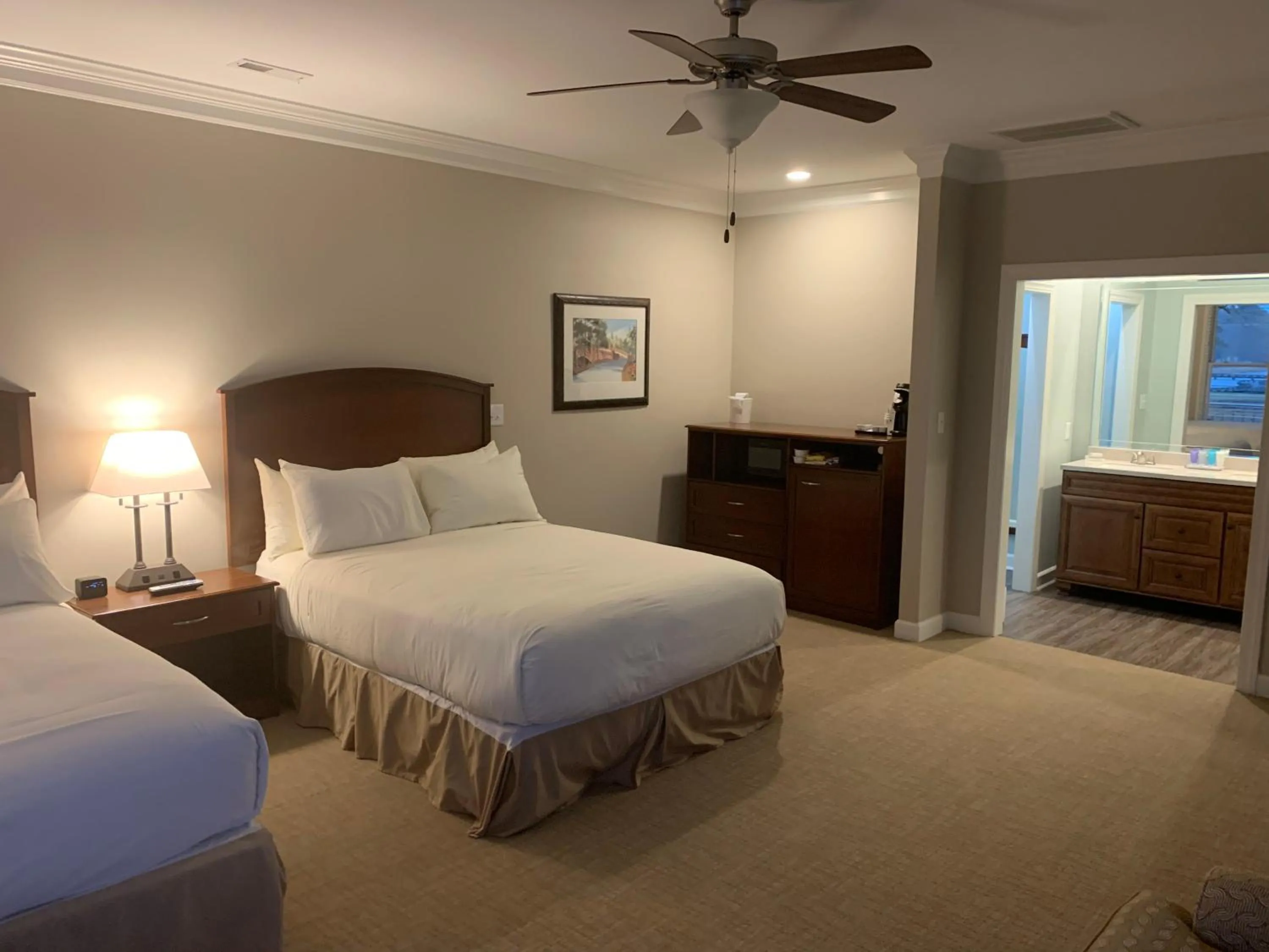 Bed in Cottages and Suites at River Landing