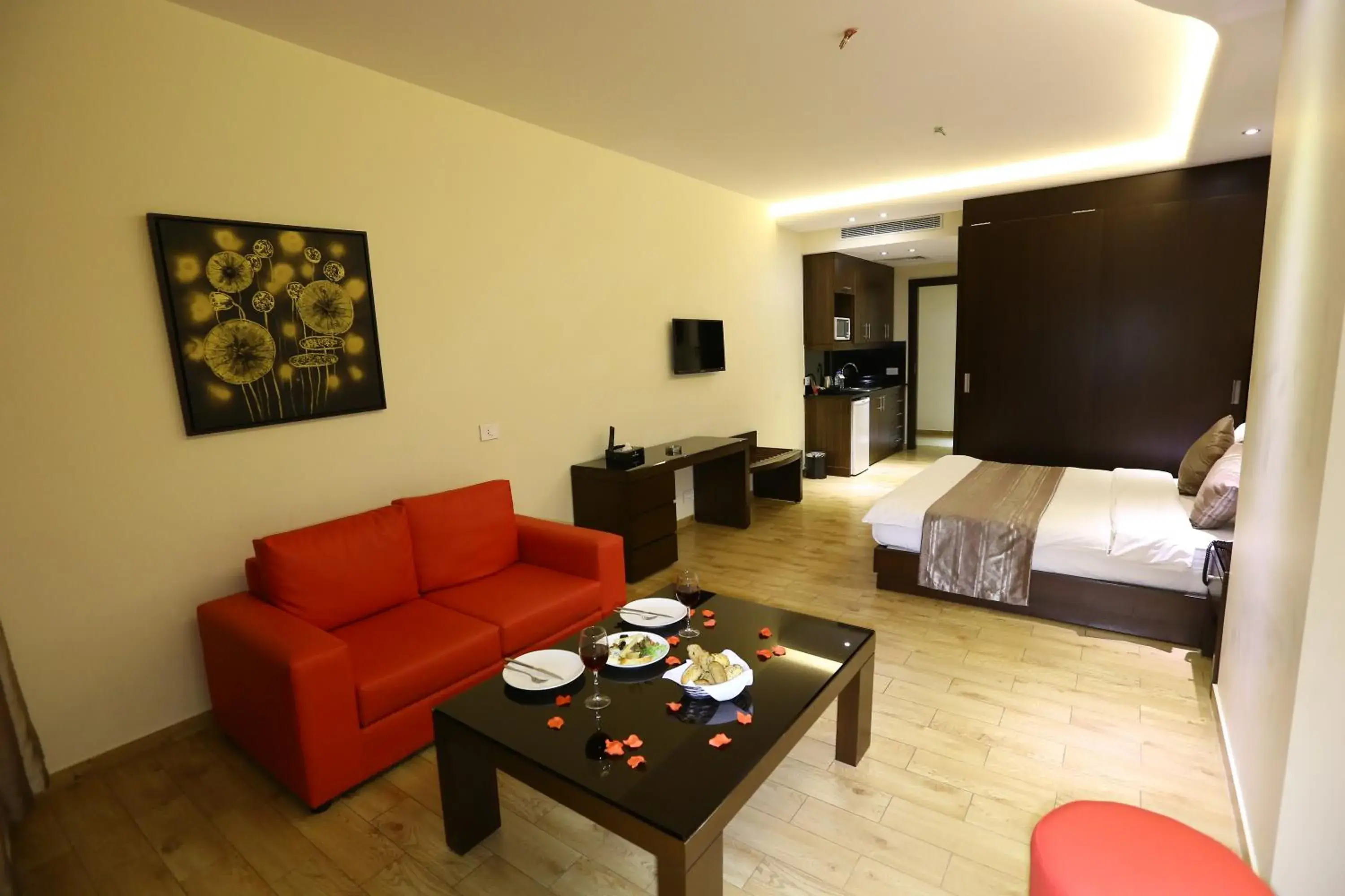 Coffee/tea facilities, Bed in Jounieh Suites Boutique Hotel Coffee/tea facilities, Bed in Jounieh Suites Boutique Hotel