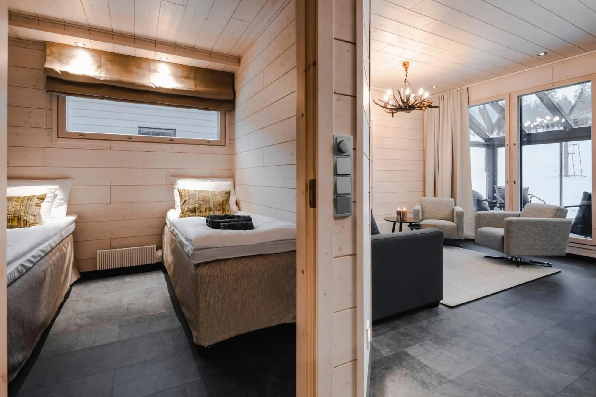 Living room, Bed in Parkside Pyhä