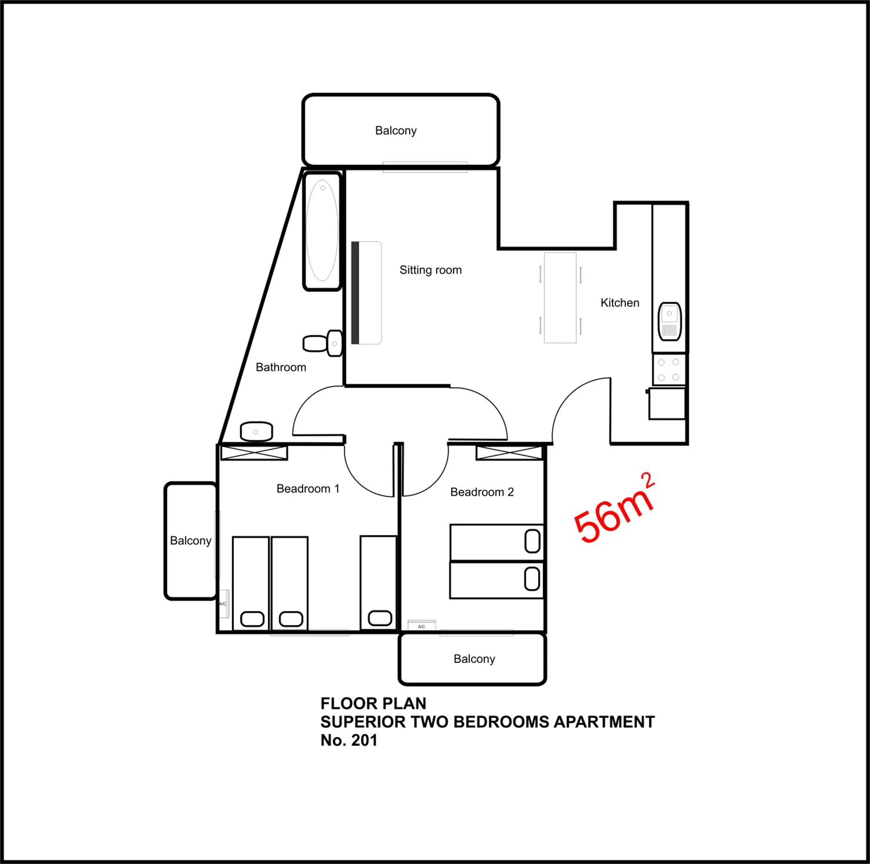 Floor plan in Elenapa Holiday Apartments