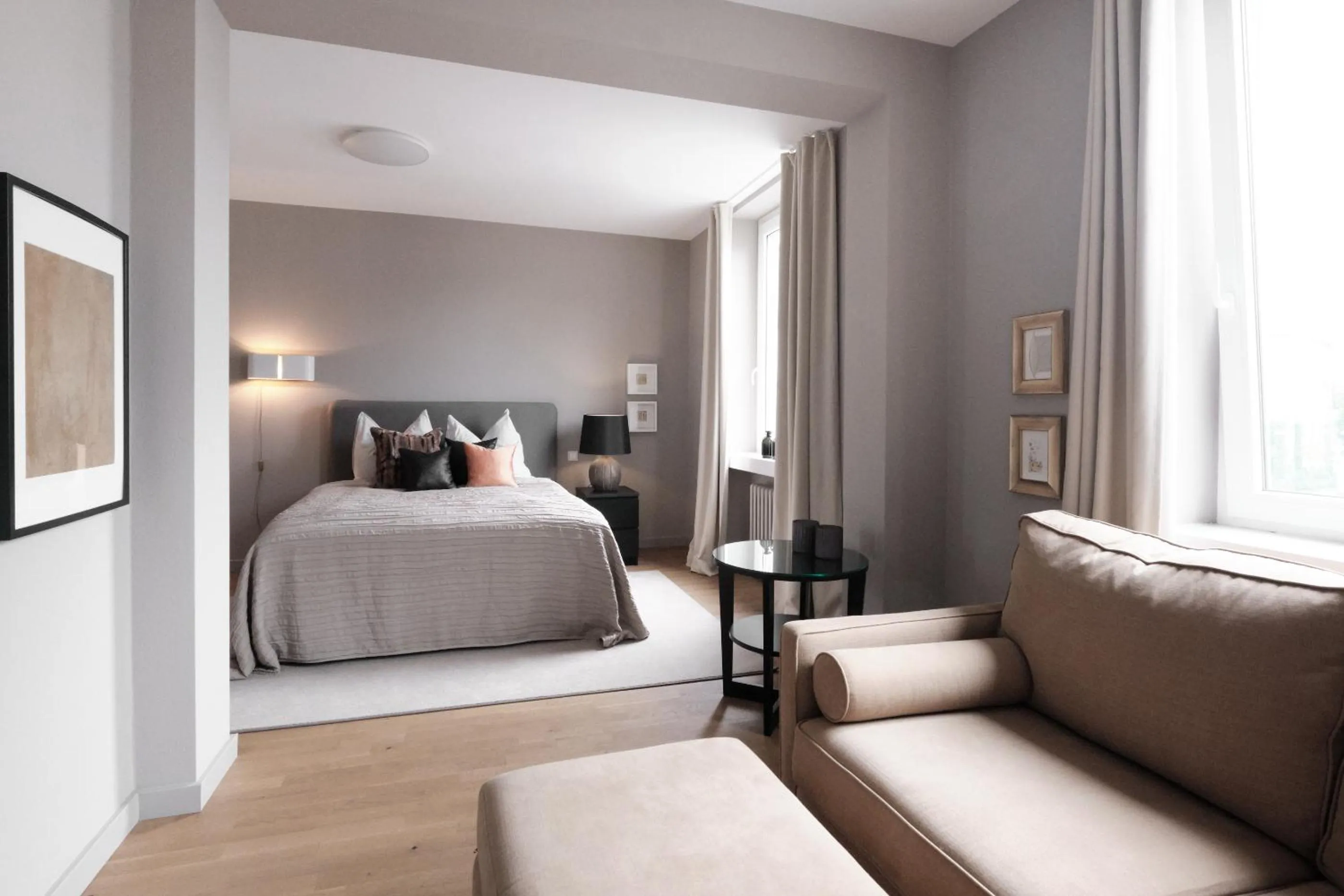 Seating area, Bed in SAXX Apartments "Goldberg Karree"