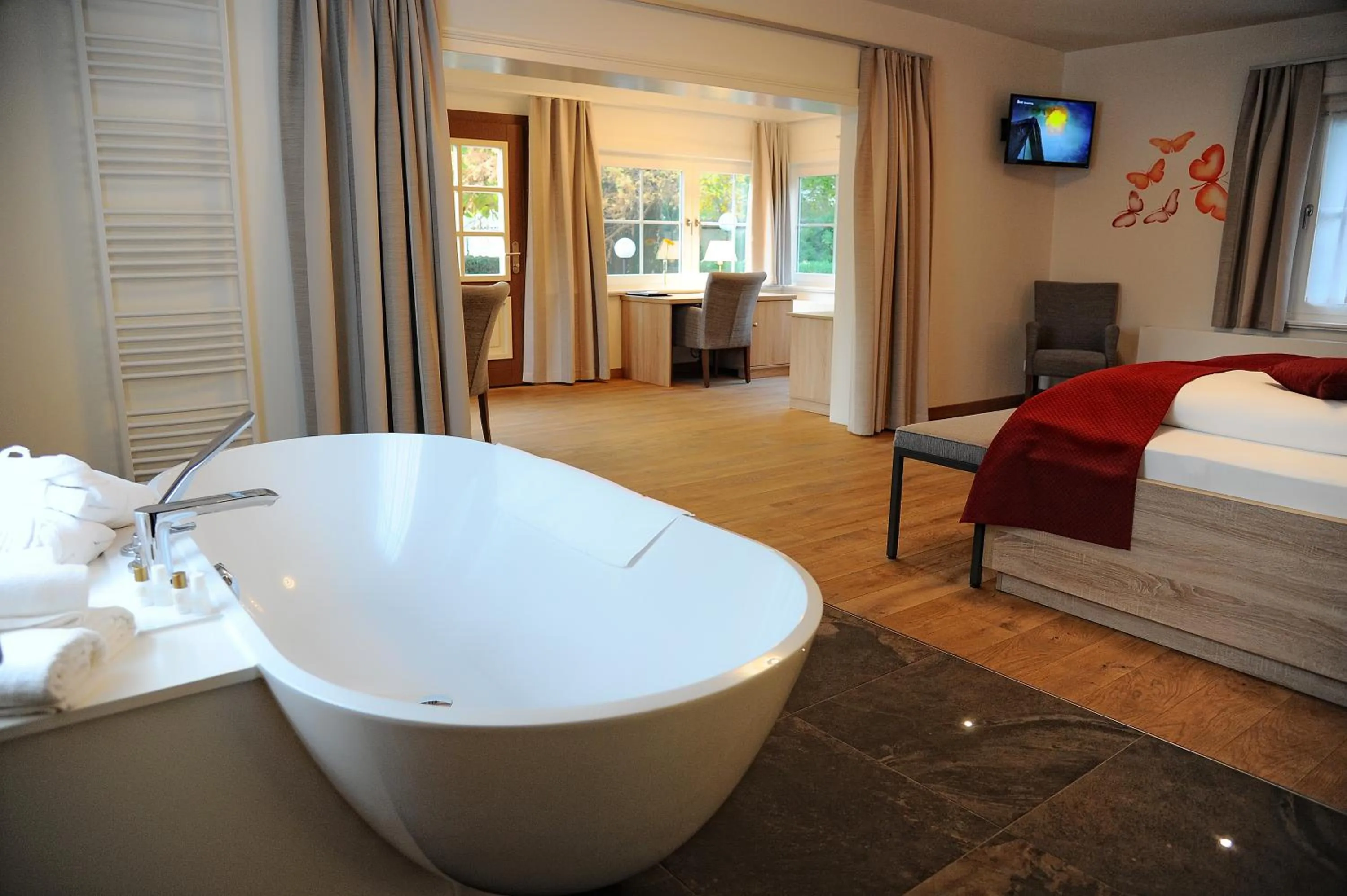 Bathroom, Bed in Hotelanlage Starick