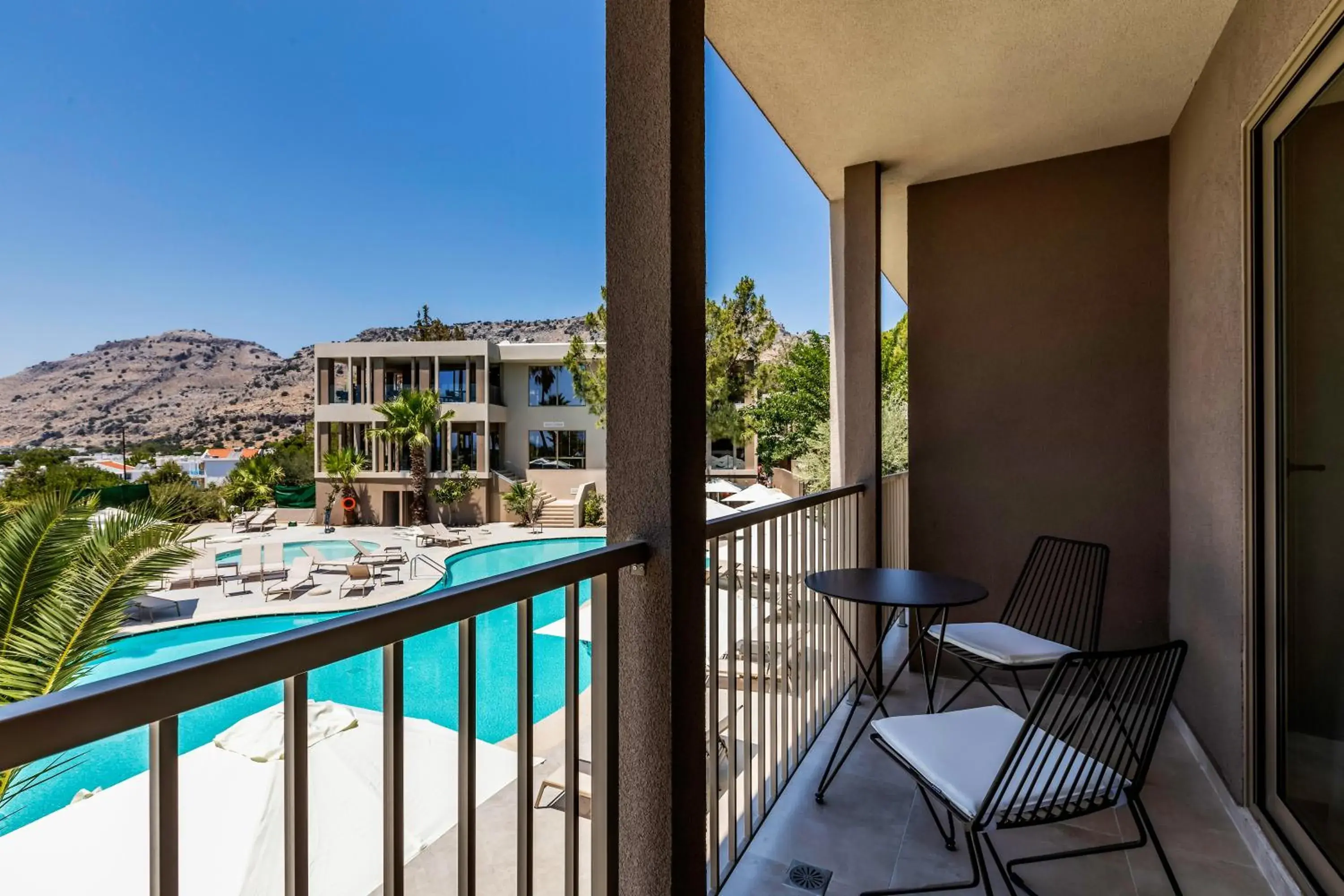 Pool view in White Olive Premium Lindos Pool view in White Olive Premium Lindos