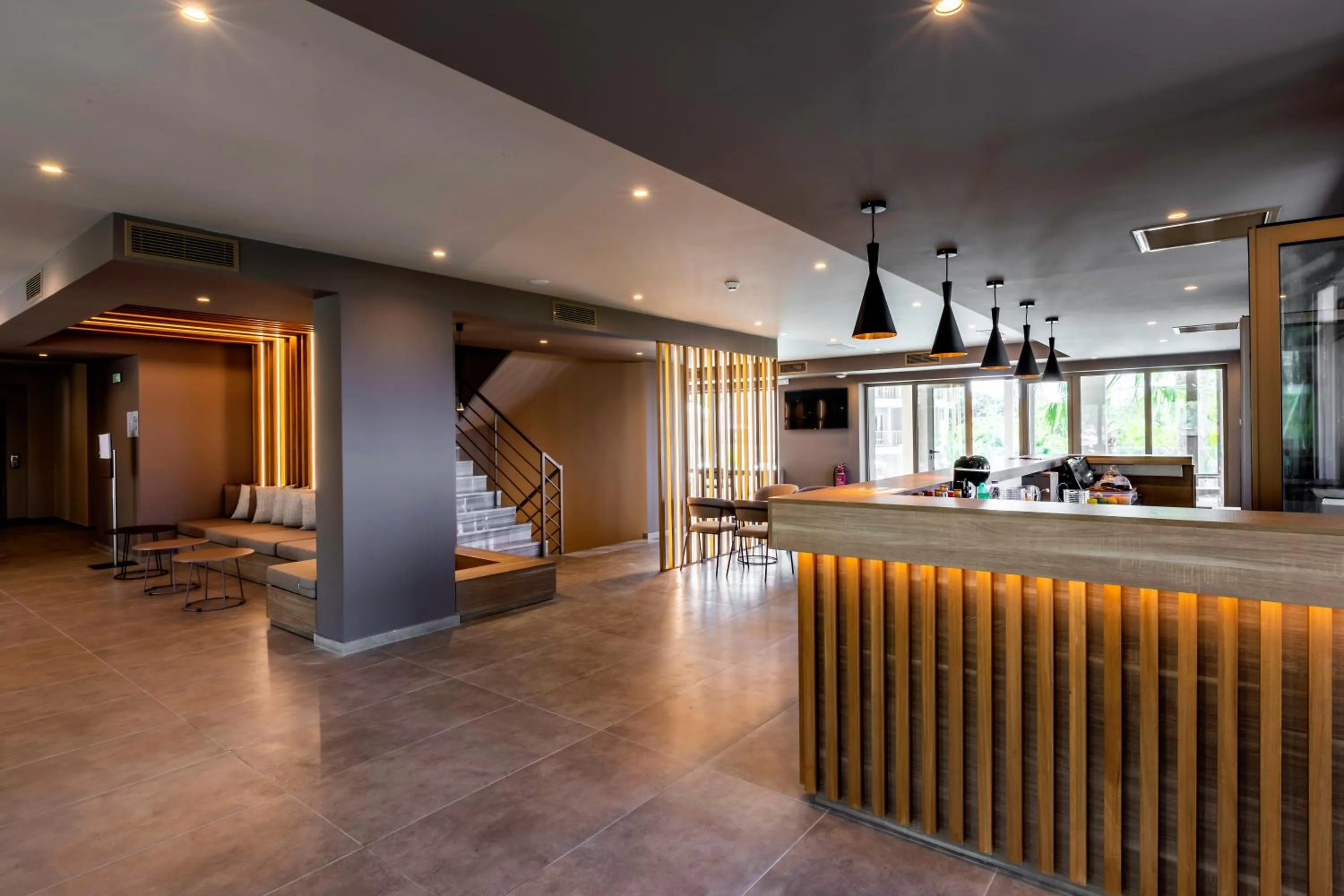 Lobby or reception in White Olive Premium Lindos
