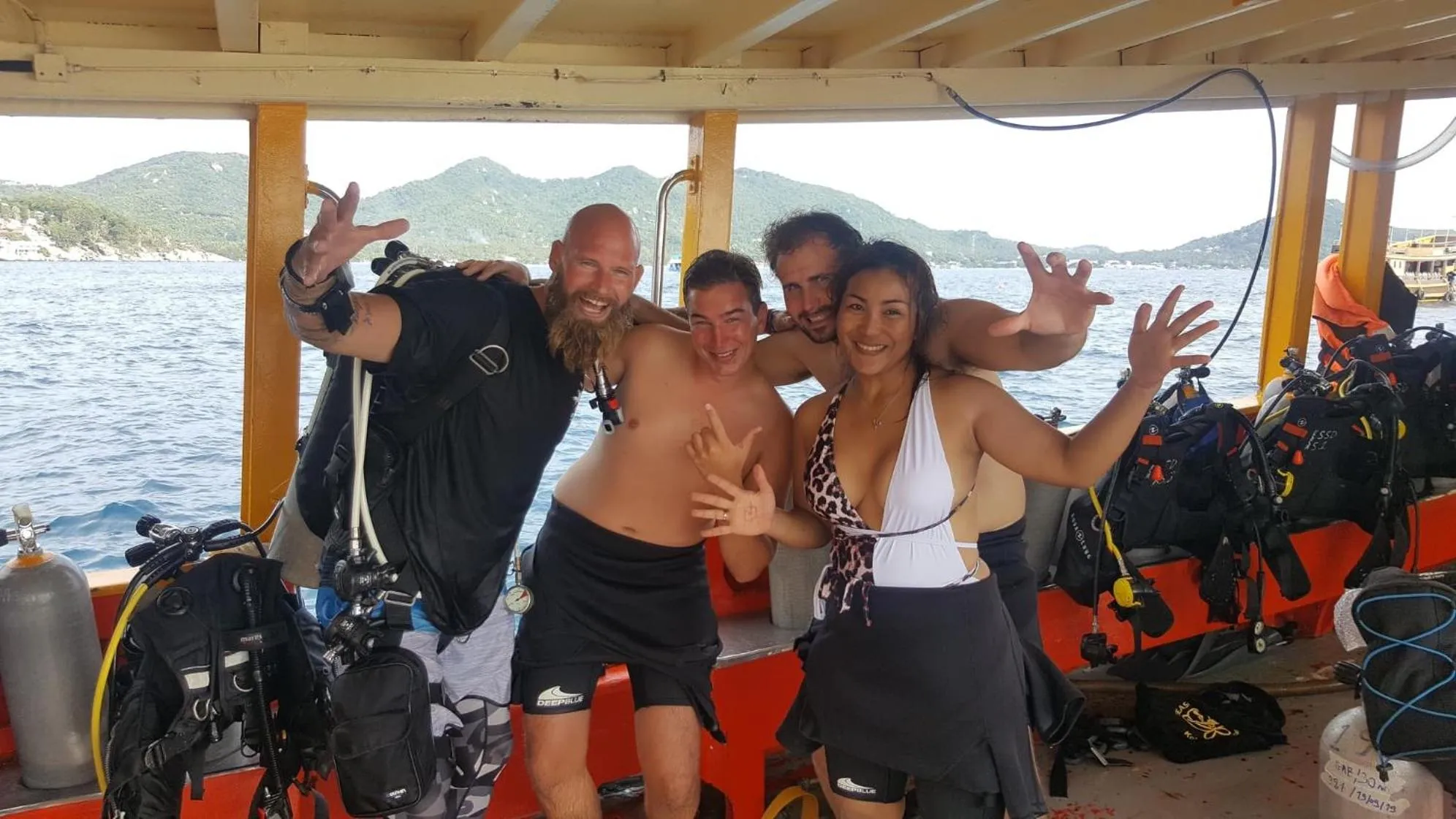 group of guests in Seashell Resort Hostel Koh Tao