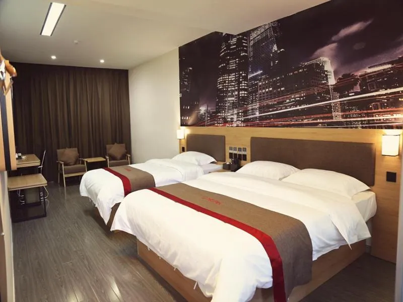 Bed in Thank Inn Chain Hotel Jiangsu Suzhou Taihu Lake Dongshan Town