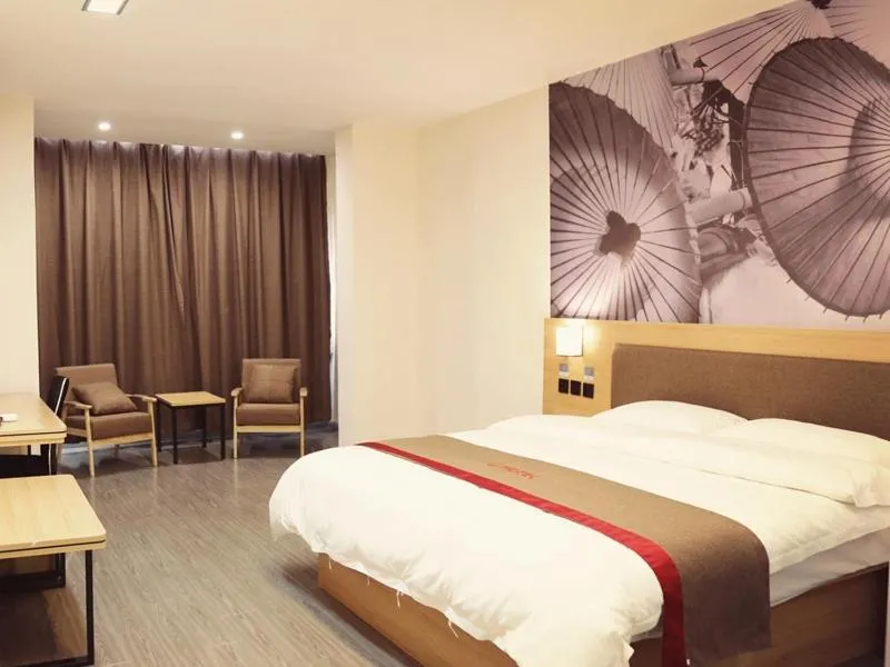 Bed in Thank Inn Chain Hotel Jiangsu Suzhou Taihu Lake Dongshan Town