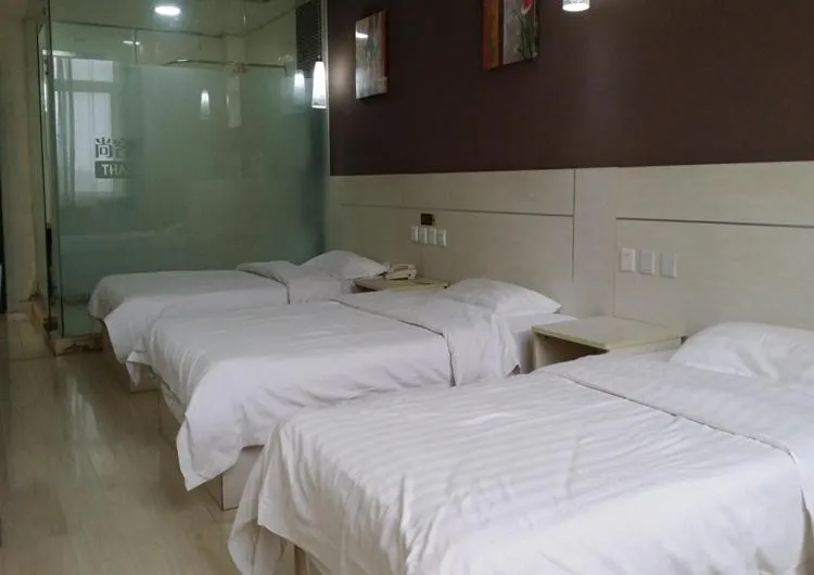 Bed in Thank Inn Chain Hotel Shandong Qingdao huangdao chongming island road