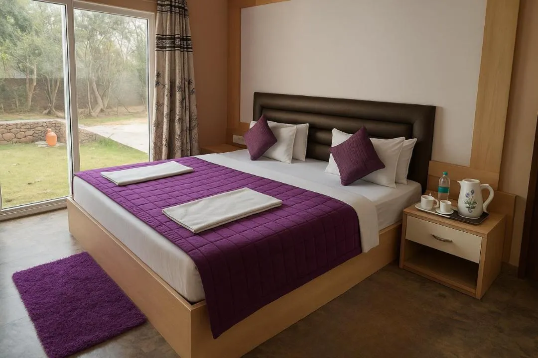 Bedroom, Bed in Virat Resorts, Sariska Rajasthan