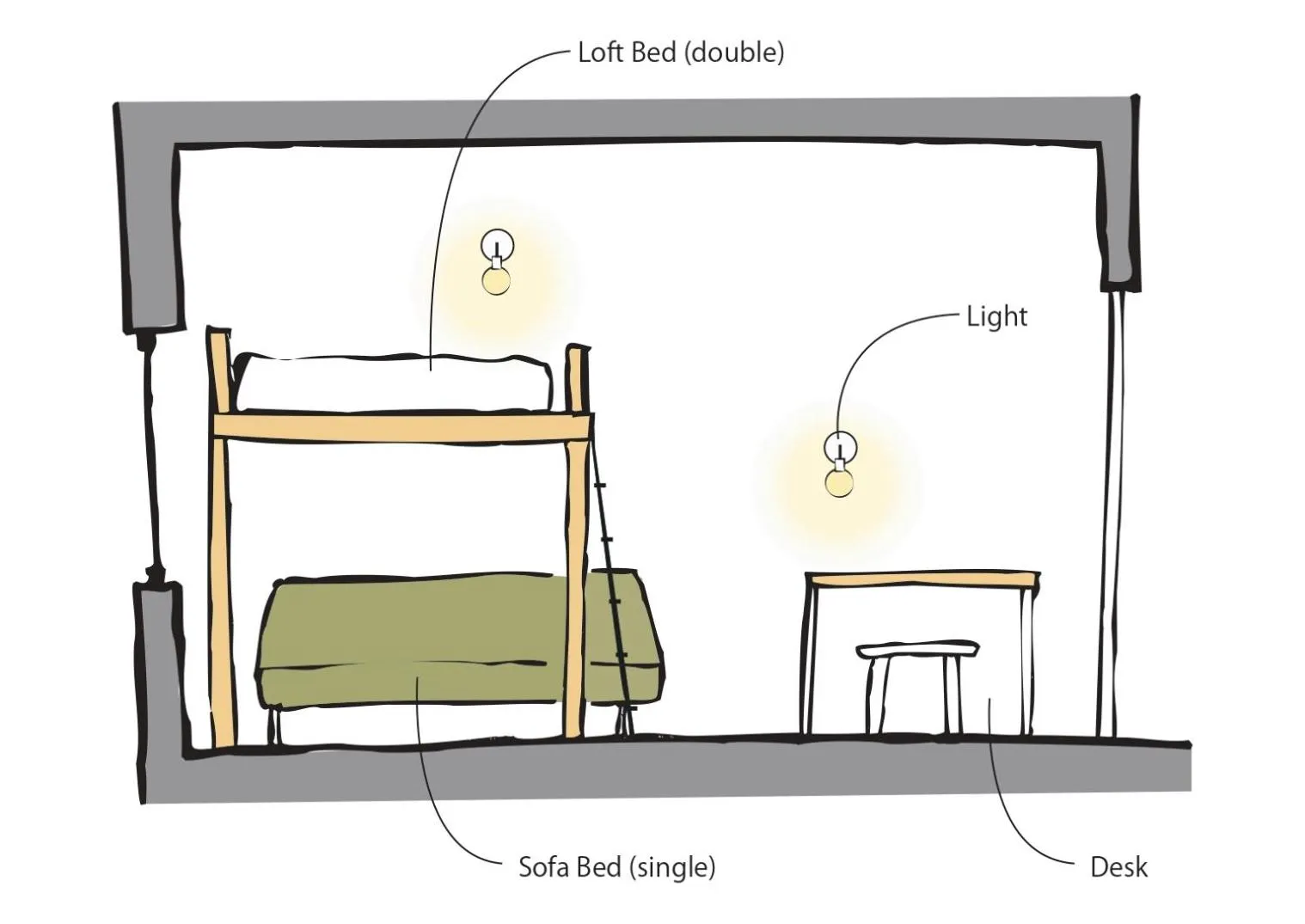 Floor plan, Bed in THE STAY WAKKANAI