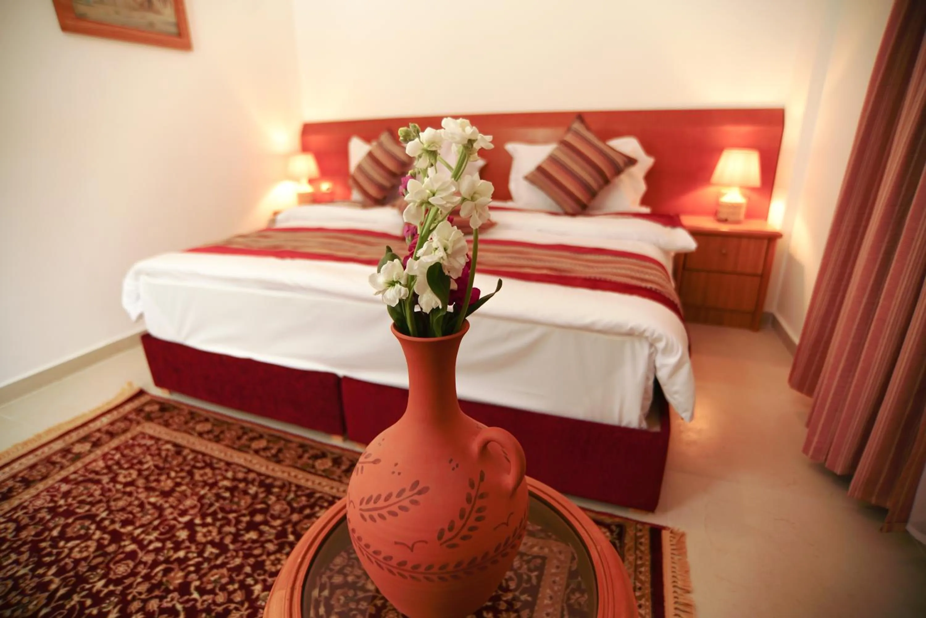 Bed in Petra Plaza Hotel