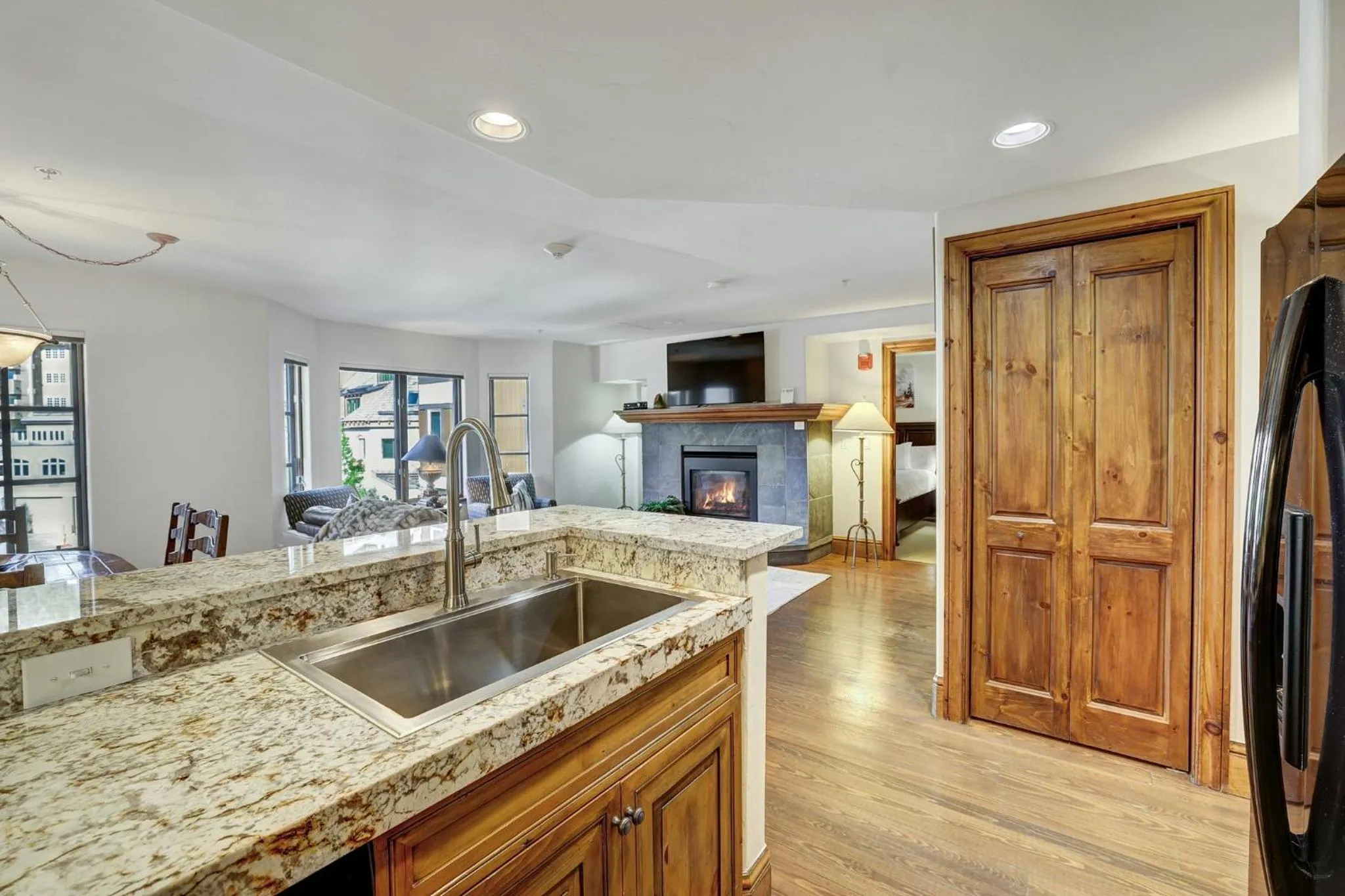 Communal kitchen in Beaver Creek Village by Vail Resorts