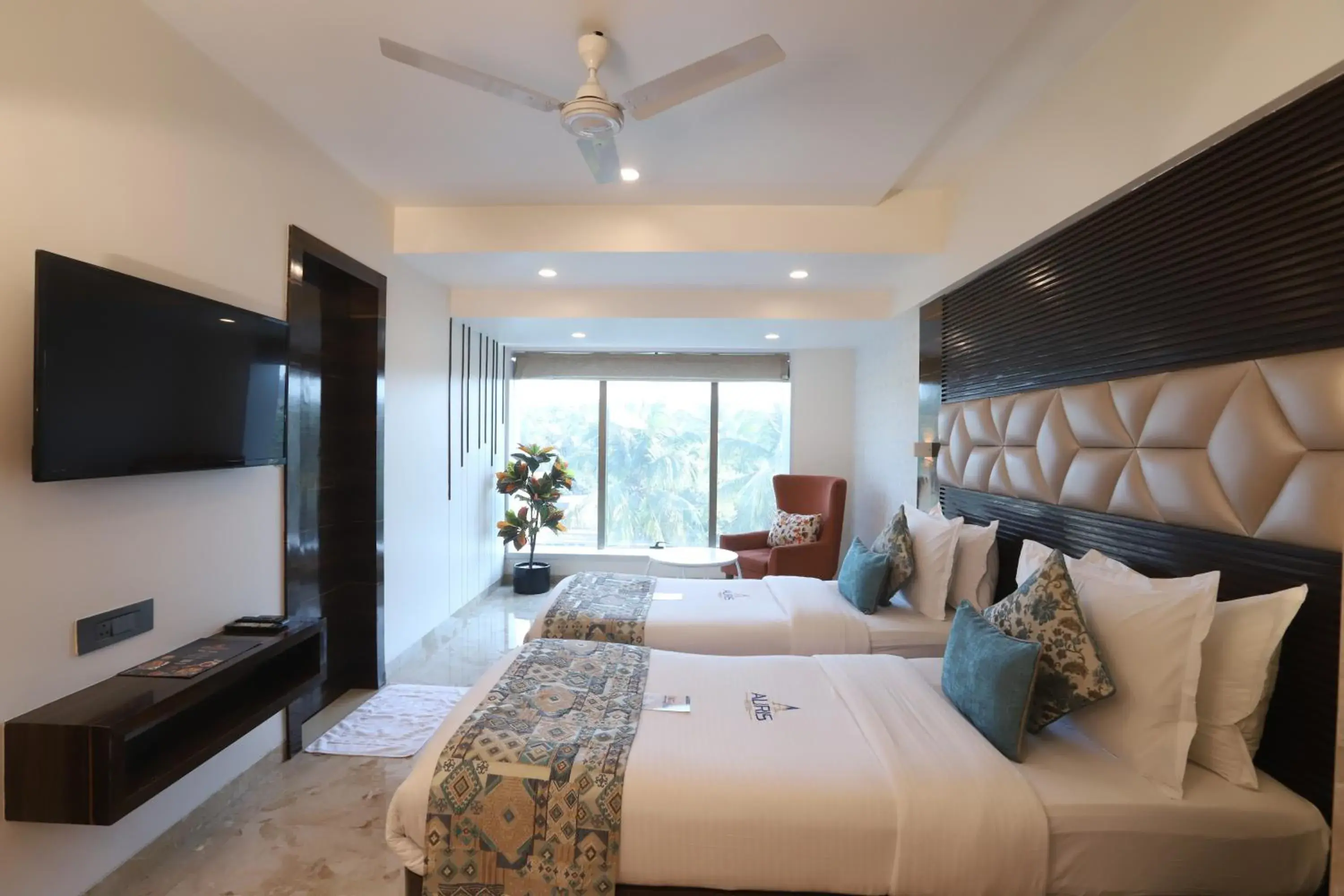 City view, Bed in Hotel Auris & Banquets, Mumbai International Airport City view, Bed in Hotel Auris & Banquets, Mumbai International Airport