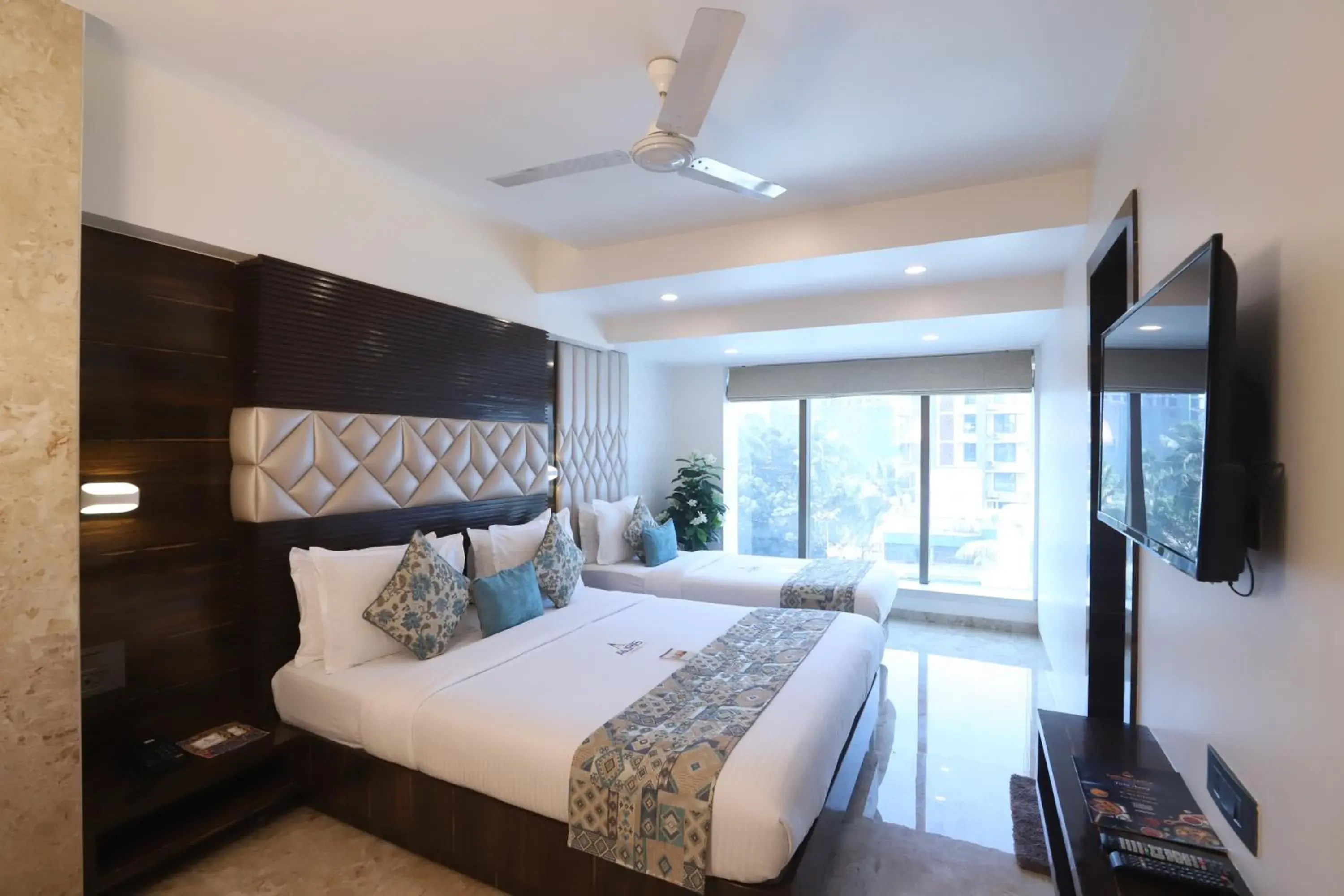 City view, Bed in Hotel Auris & Banquets, Mumbai International Airport City view, Bed in Hotel Auris & Banquets, Mumbai International Airport